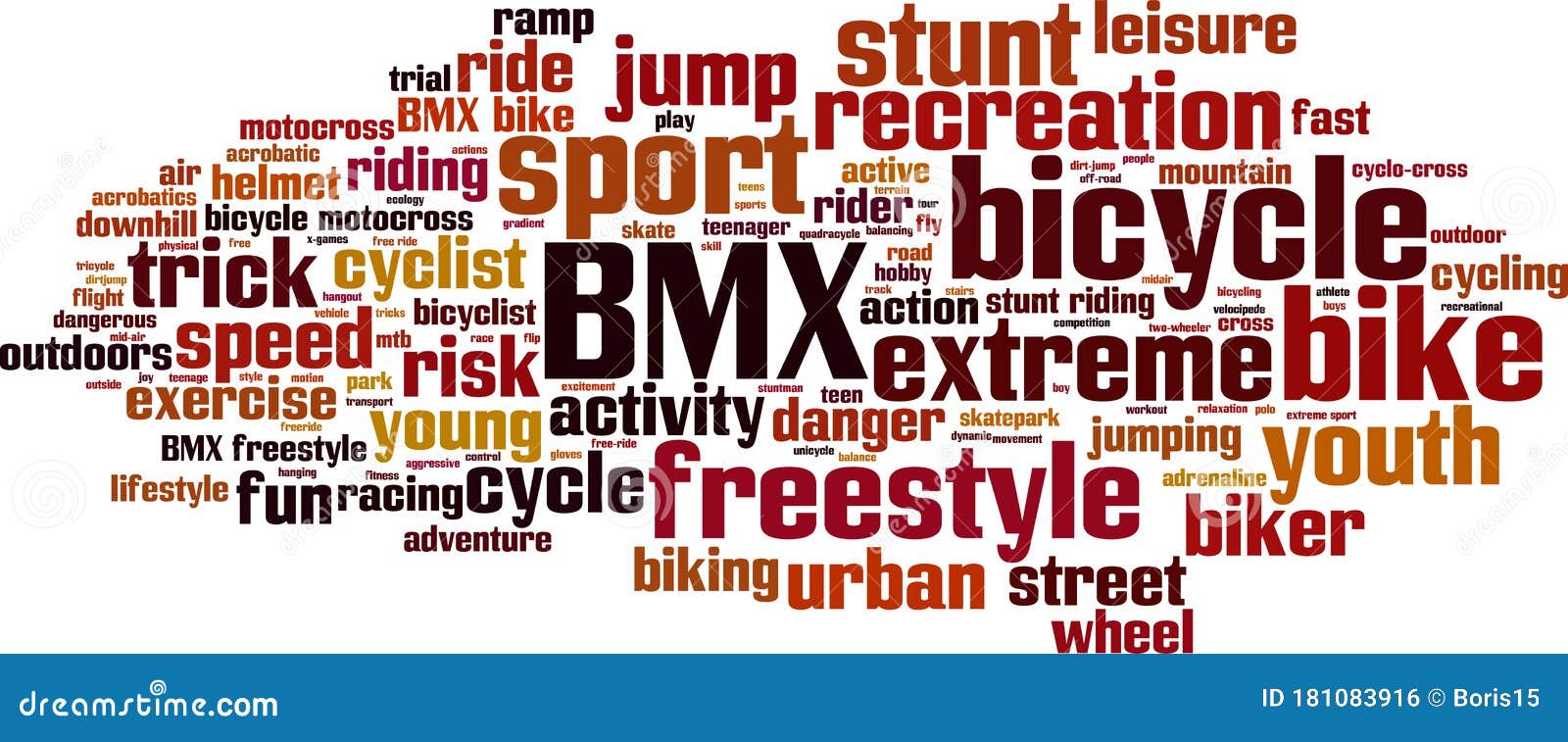 BMX word cloud stock vector. Illustration of biker, excitement 181083916