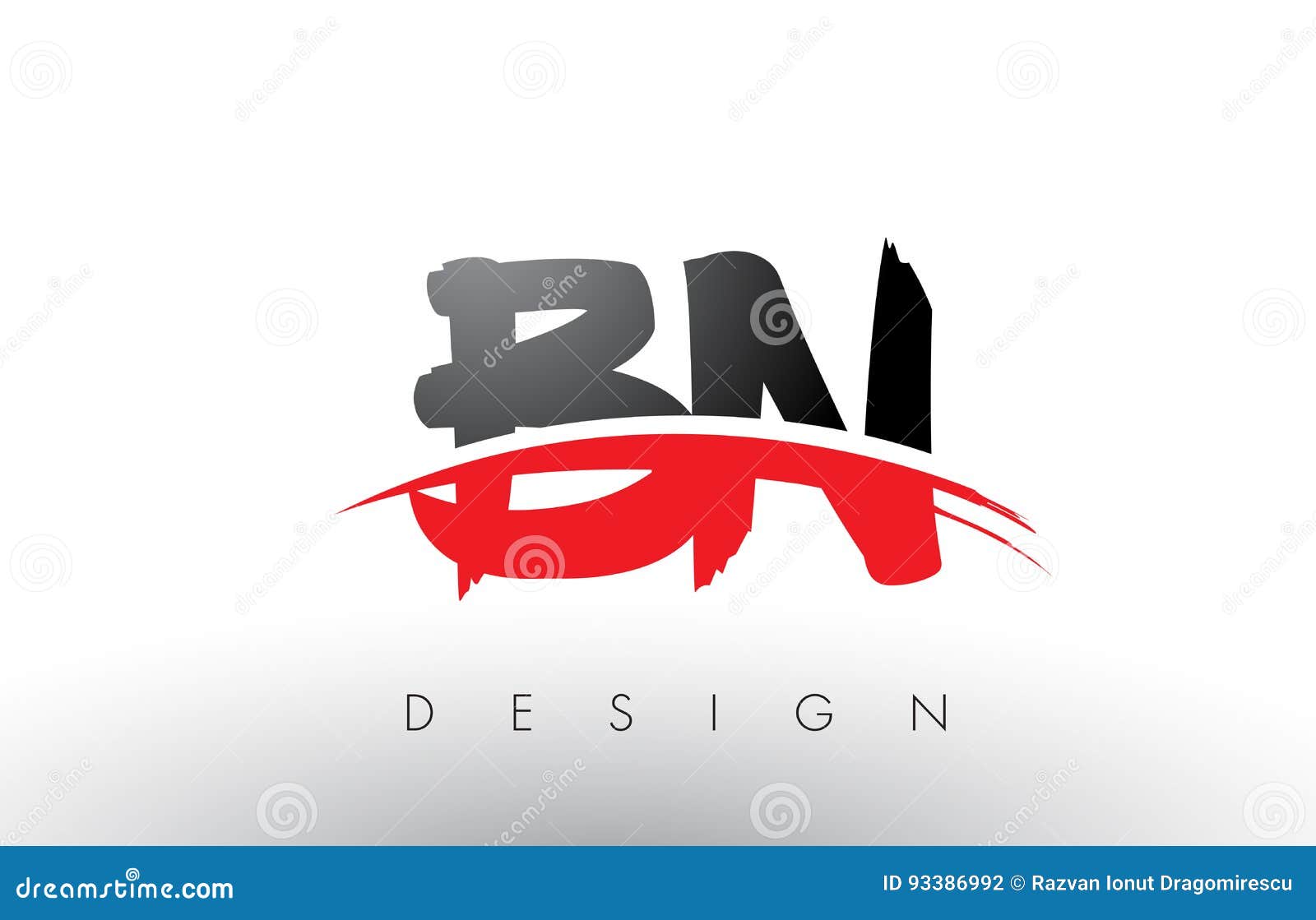 bn b n brush logo letters with red and black swoosh brush front