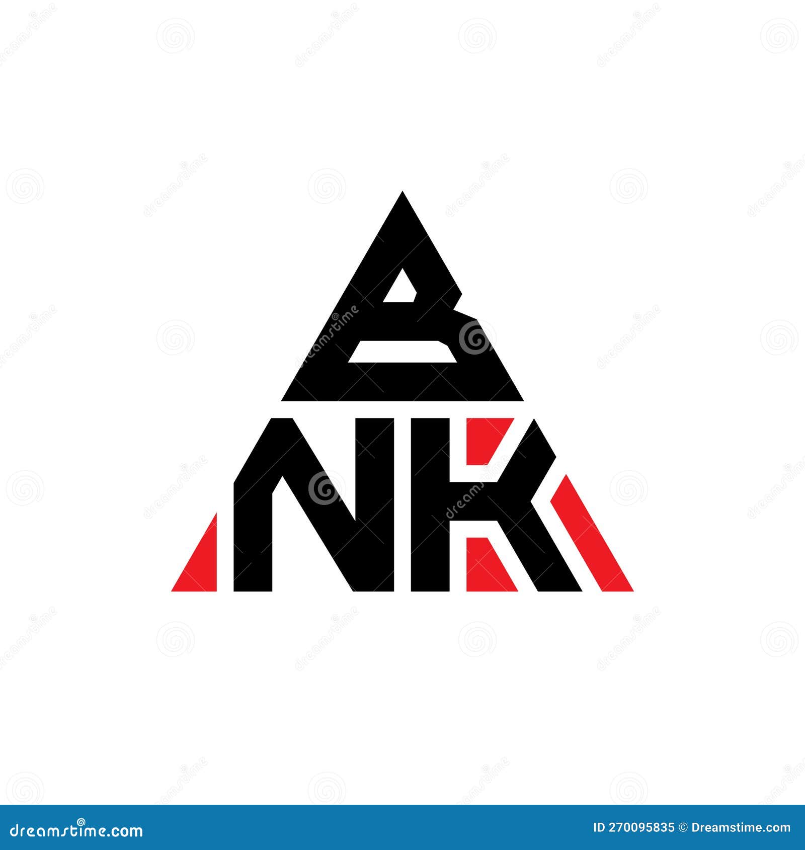 bnk triangle letter logo  with triangle . bnk triangle logo  monogram. bnk triangle  logo template with red