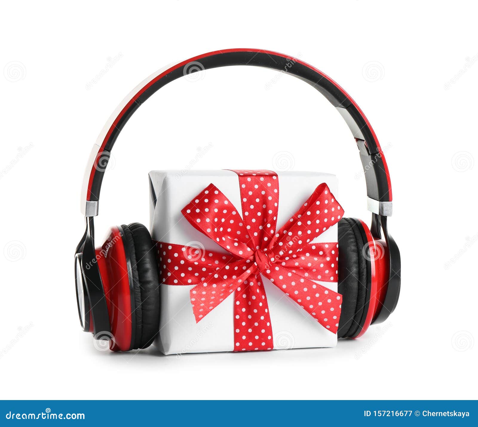 Boîte Cadeau Avec écouteurs En Blanc Concept De Musique De Noël Image stock  - Image du heureux, cadre: 157216677