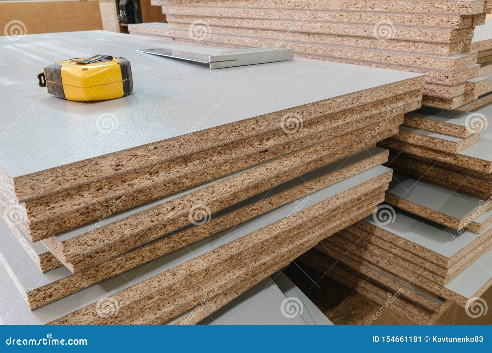 Board Chipboard Cut Parts For Furniture Production Stock Image