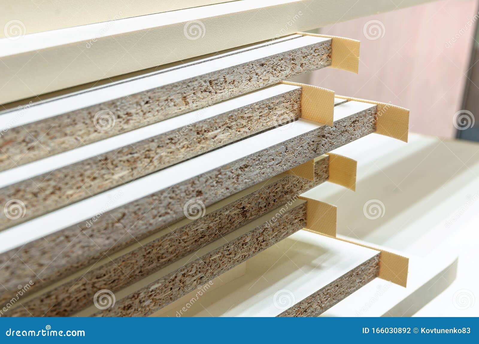 Board Chipboard Cut Parts For Furniture Production Stock Photo