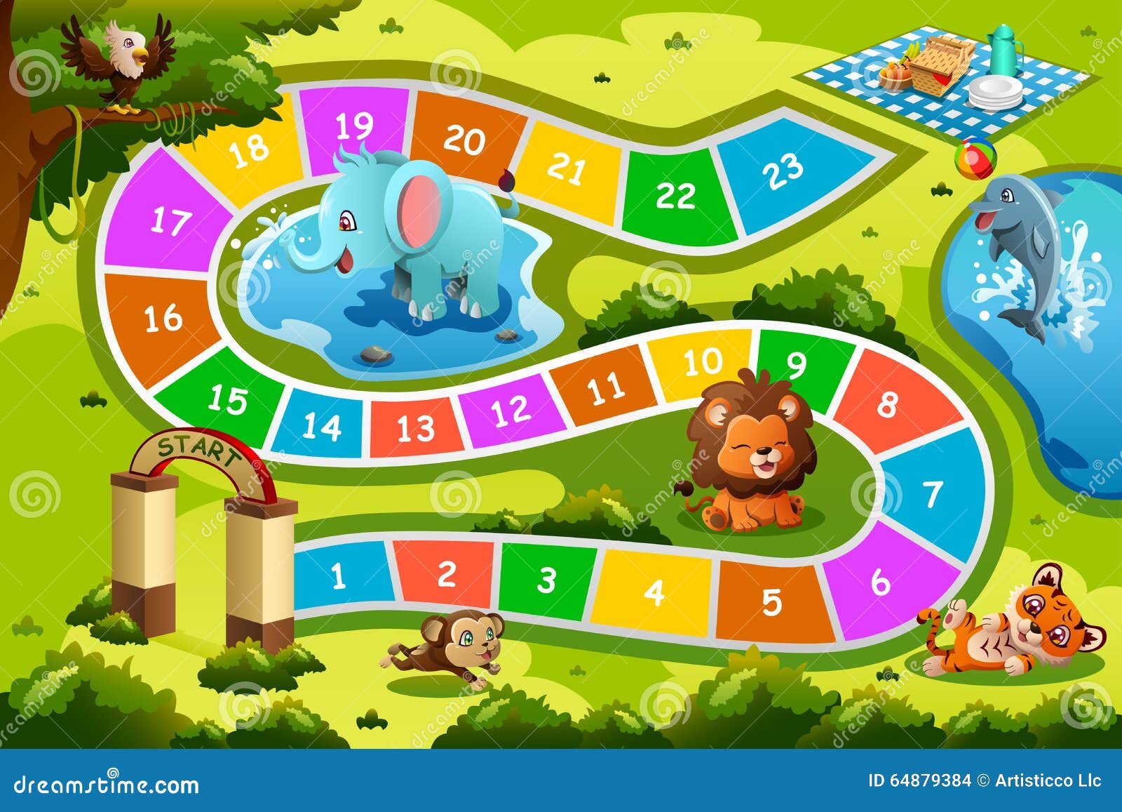 Board Game in Animal Theme stock vector. Image of vector 