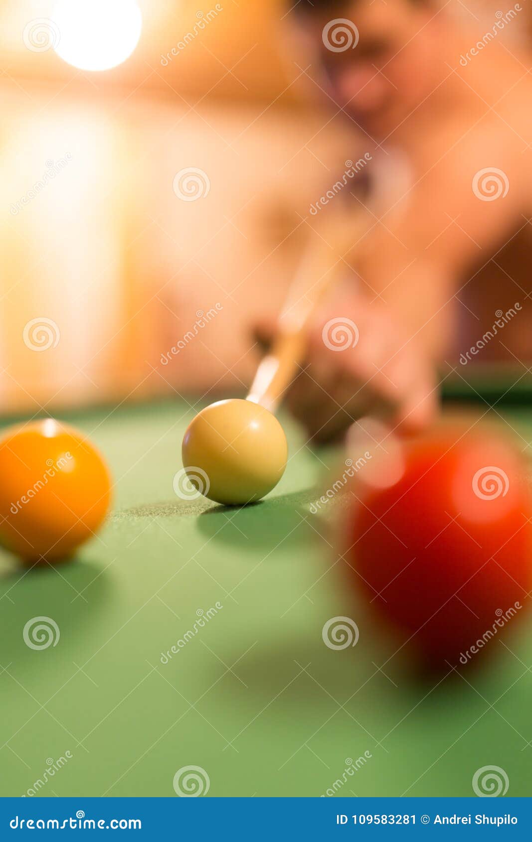 Board Game with Balls and Cue Billiards Stock Image Image of wooden