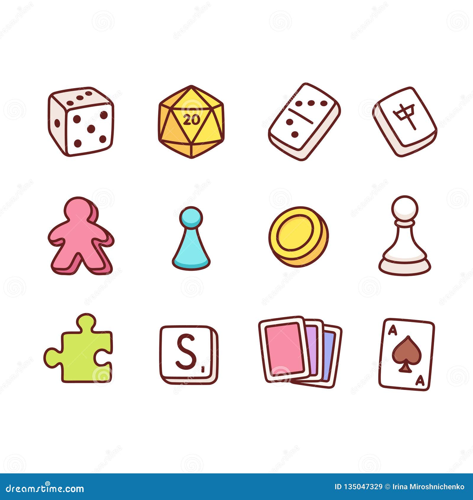 Doodle Meeple Board Game Figurines Stock Vector (Royalty Free