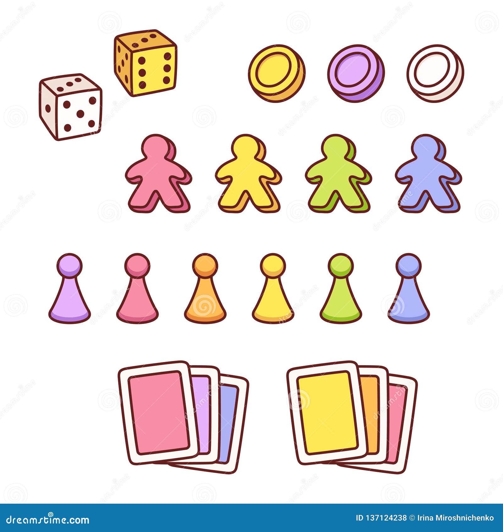 Board Game Pieces Flat Stock Illustration - Download Image Now