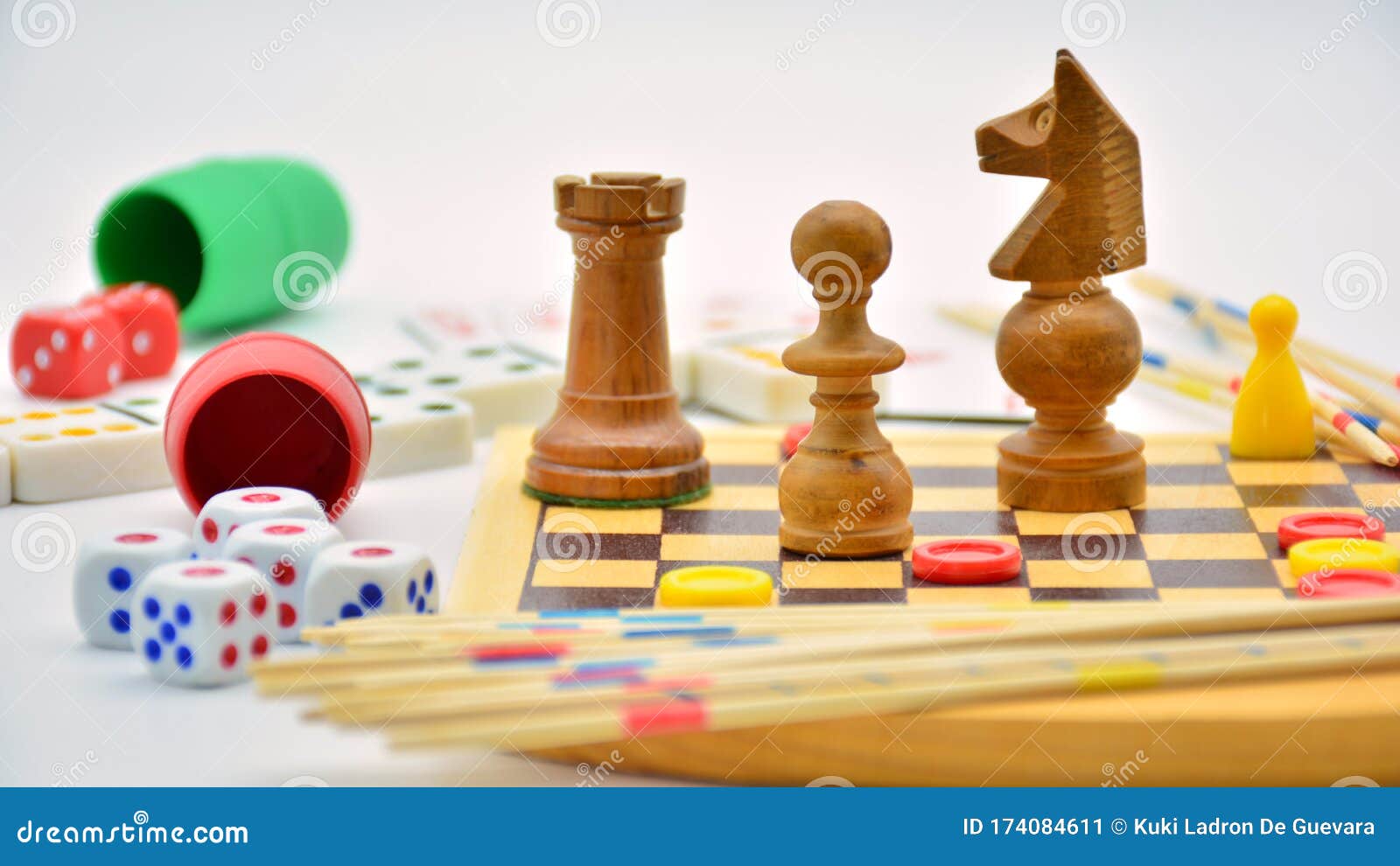 board games, gambling and strategy on white background