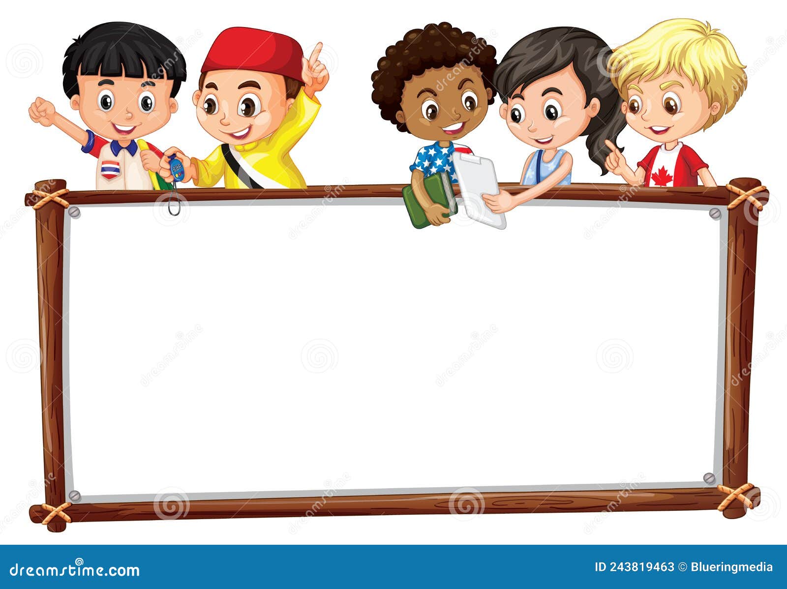 Board Template with Happy Kids Stock Vector - Illustration of children ...