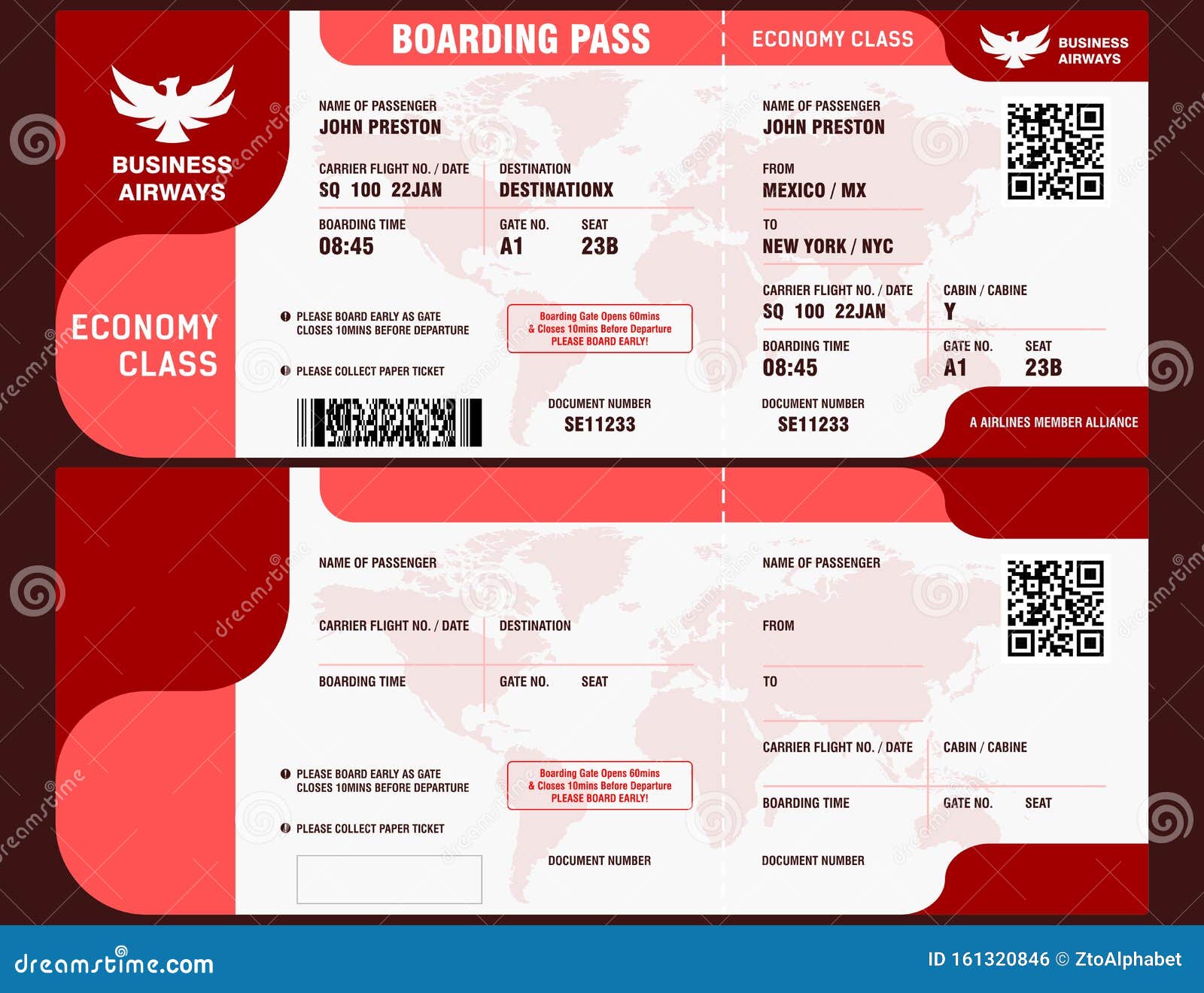 logo airlines & blank boarding pass