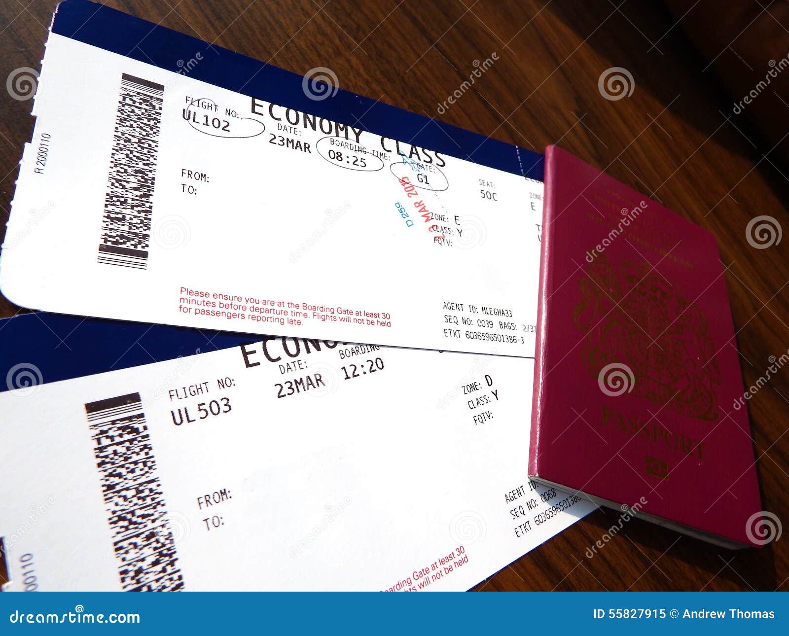 boarding passes and passport