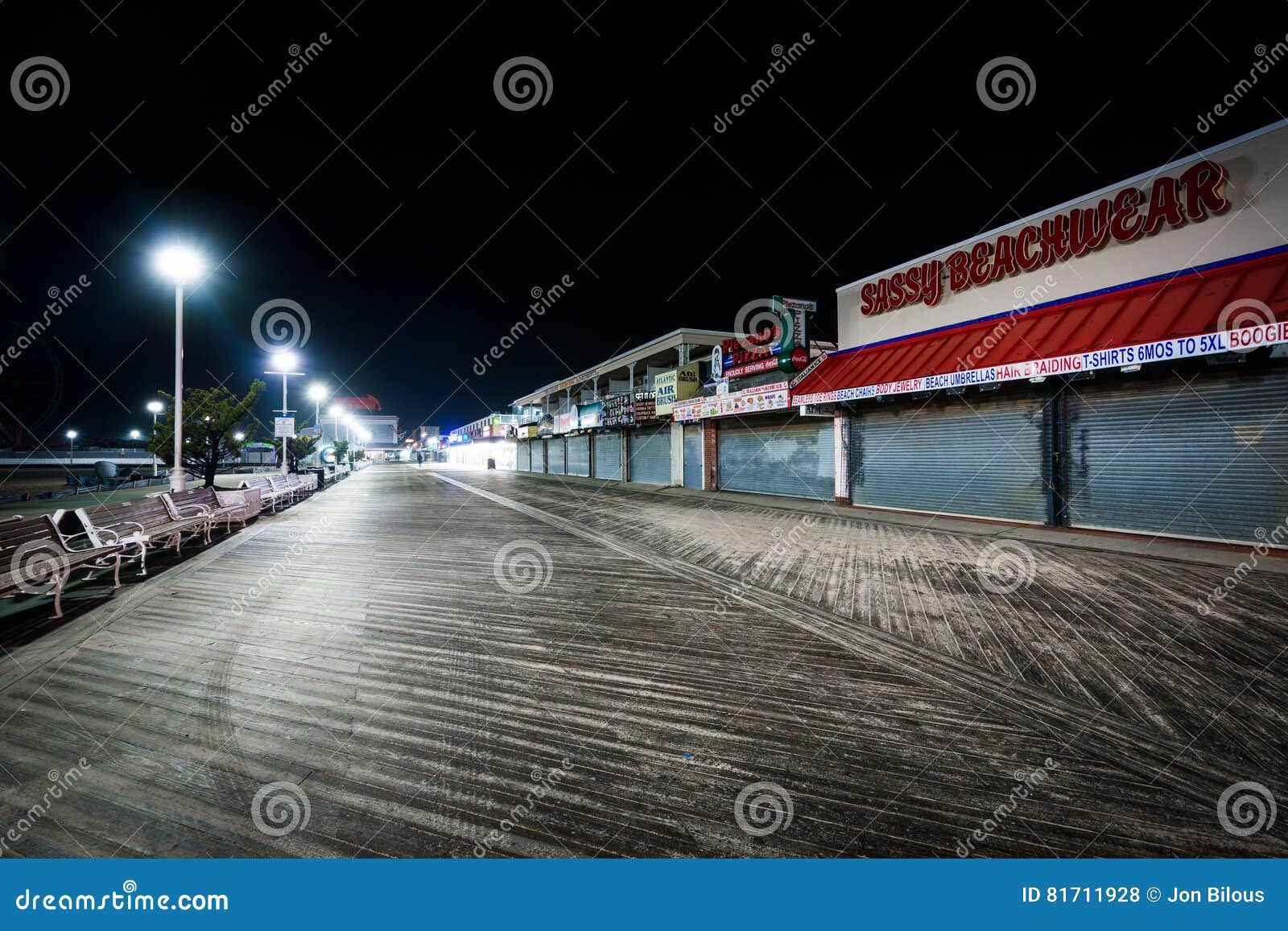 The Boardwalk at Night, in Ocean City, Maryland. Editorial Stock Photo