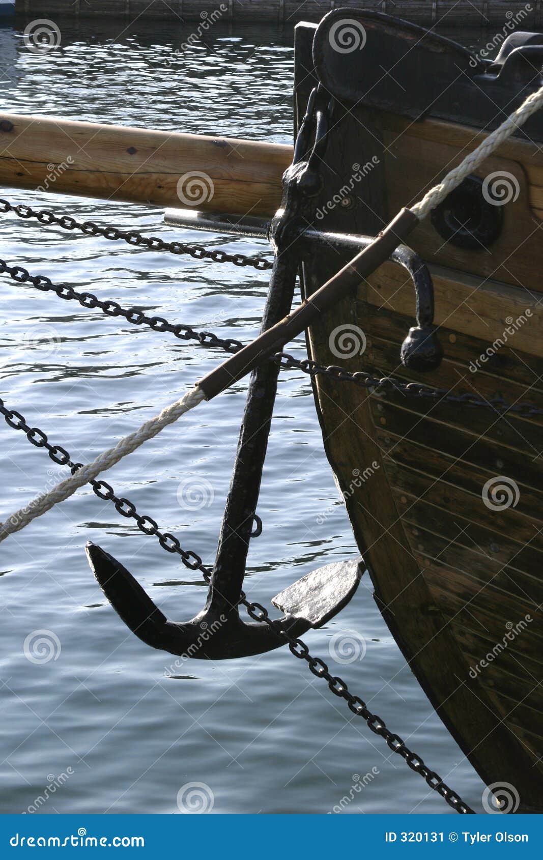 Boat Anchor stock image. Image of rigging, tool, wood, ocean - 320131