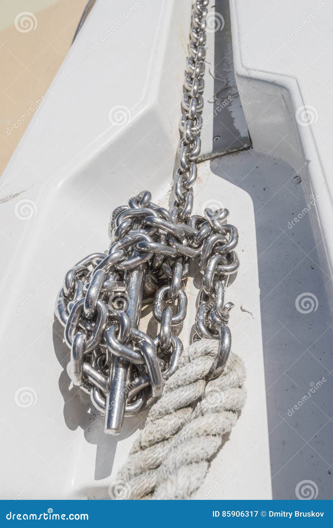 Boat anchor chain stock image. Image of detail, strong 85906317