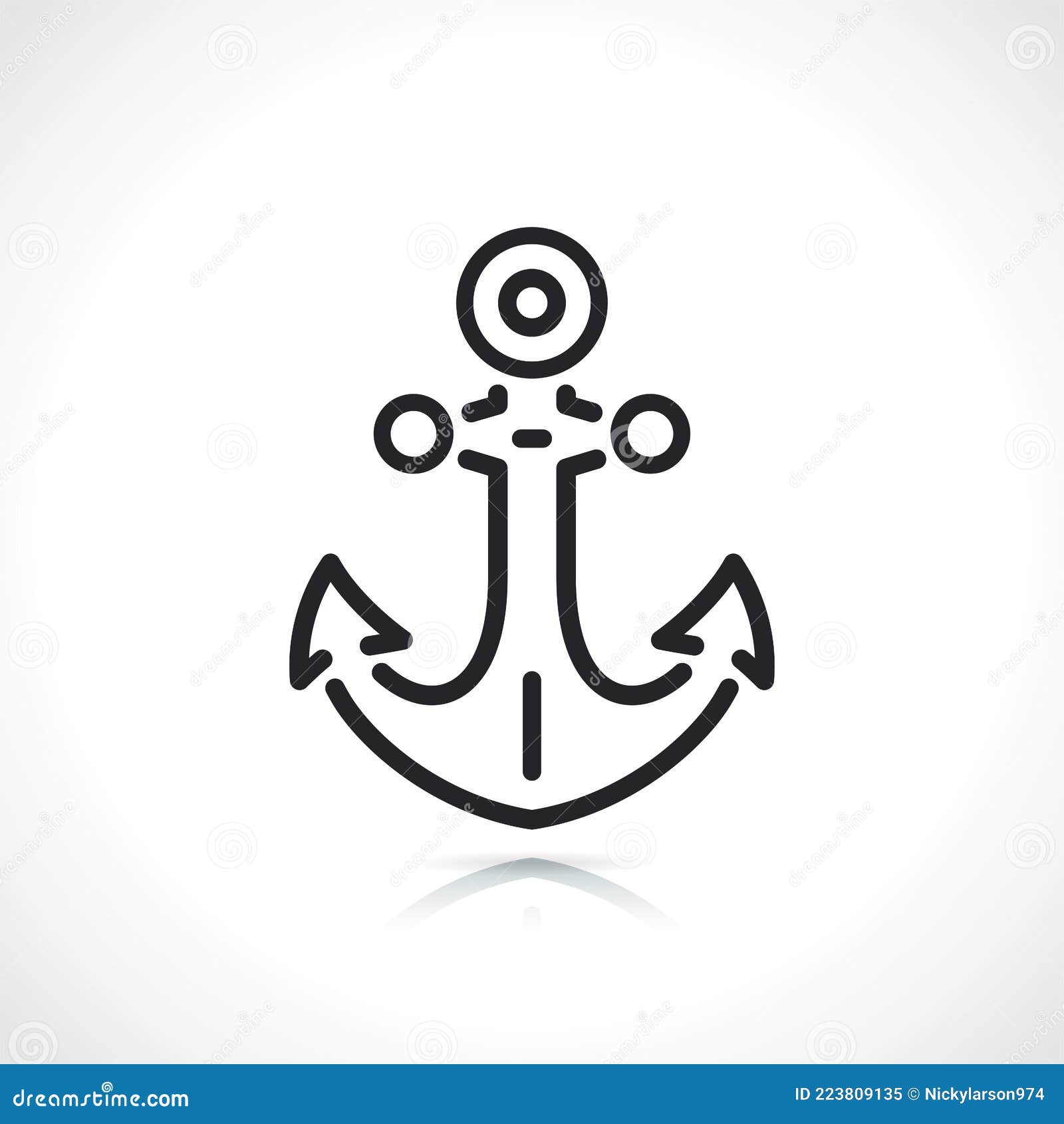 Boat anchor thin line icon stock vector. Illustration of marine - 223809135