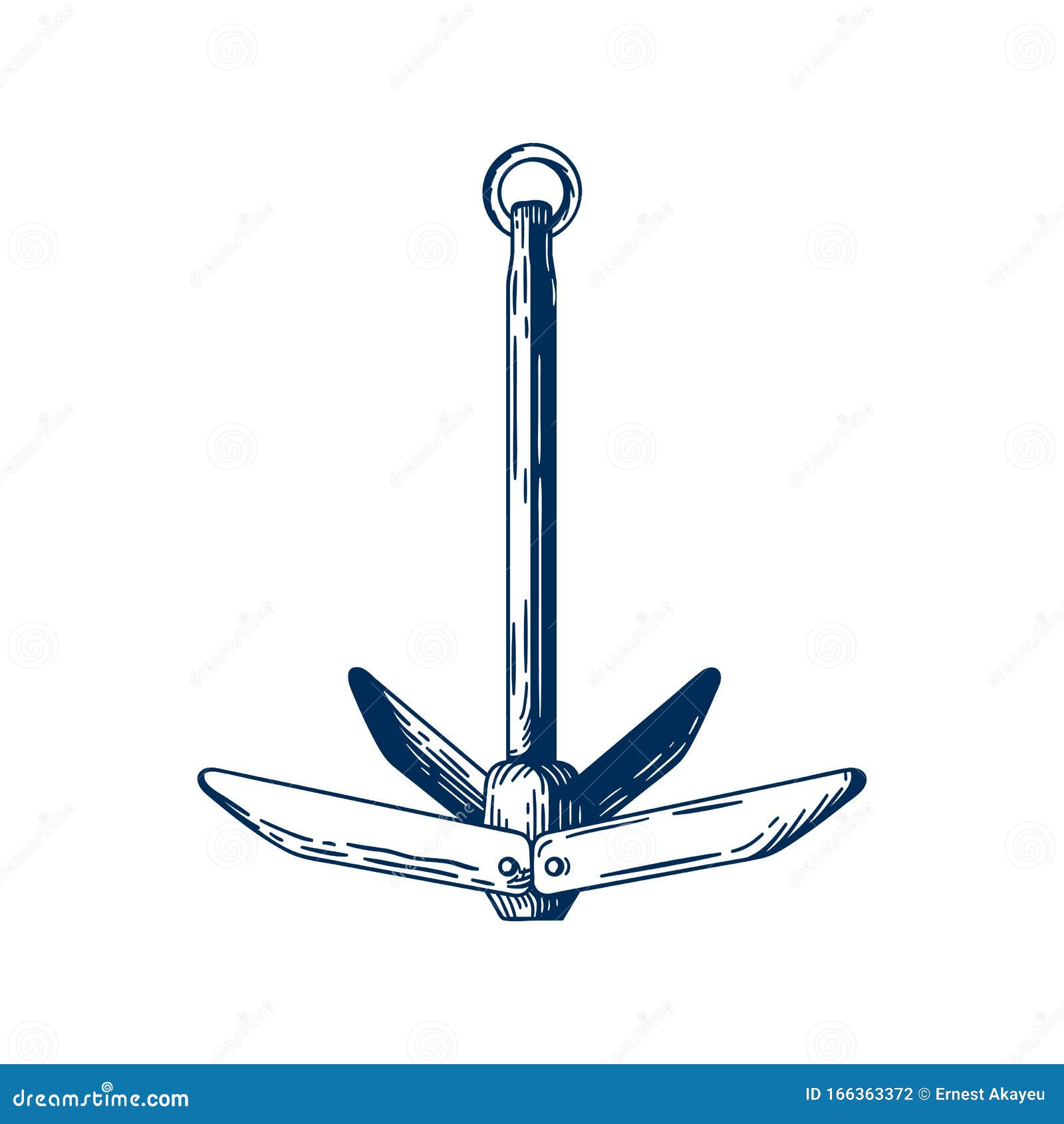 Boat Anchor Vector Illustration. Holding Ship in Place
