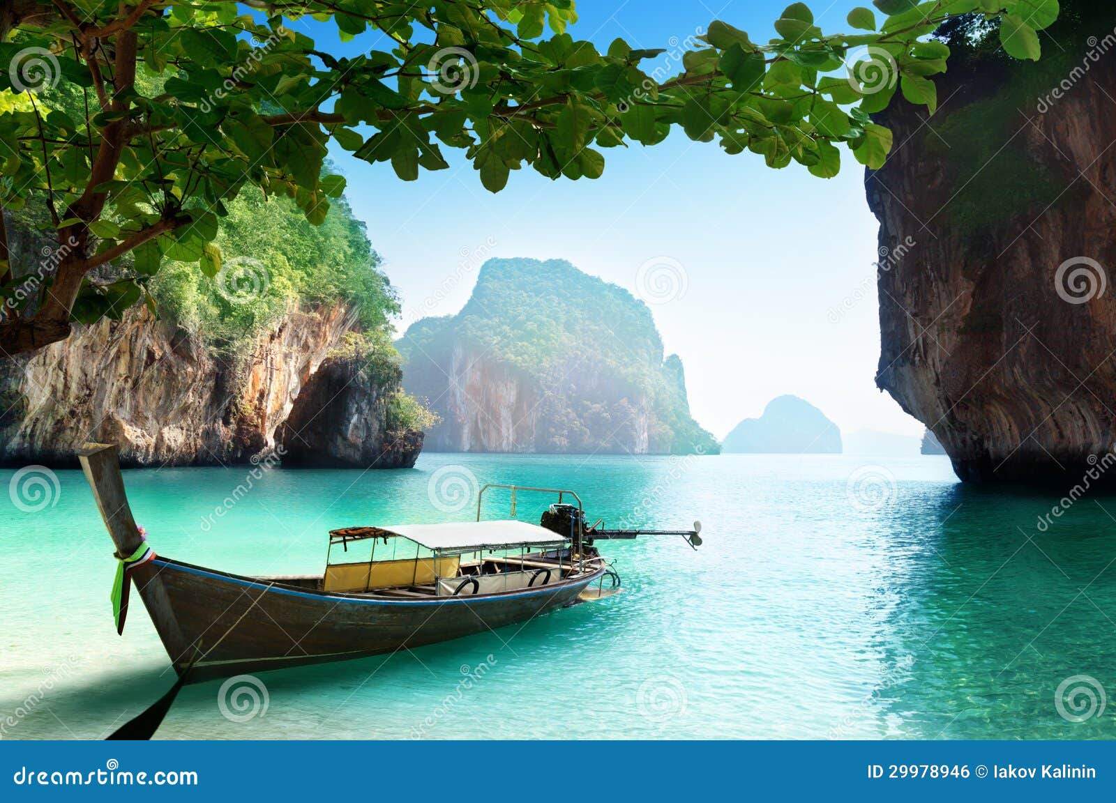 boat on small island in thailand royalty free stock image
