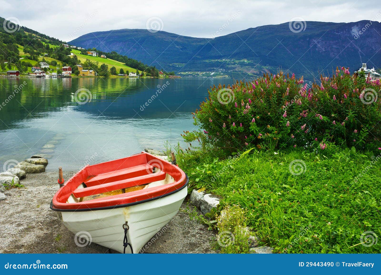 Boat on the Beach of Olden. Stock Photo - Image of recreational, norway ...