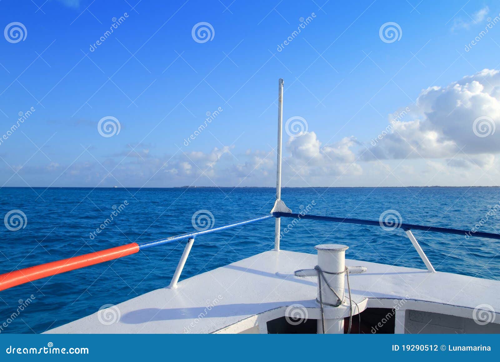 boat bow blue caribbean sea cancun to isla mujeres