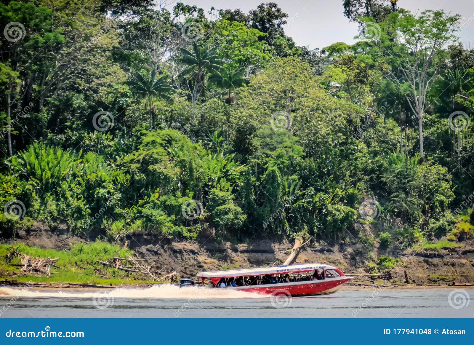 boat bus in leticia, amazonas river, colombia, america