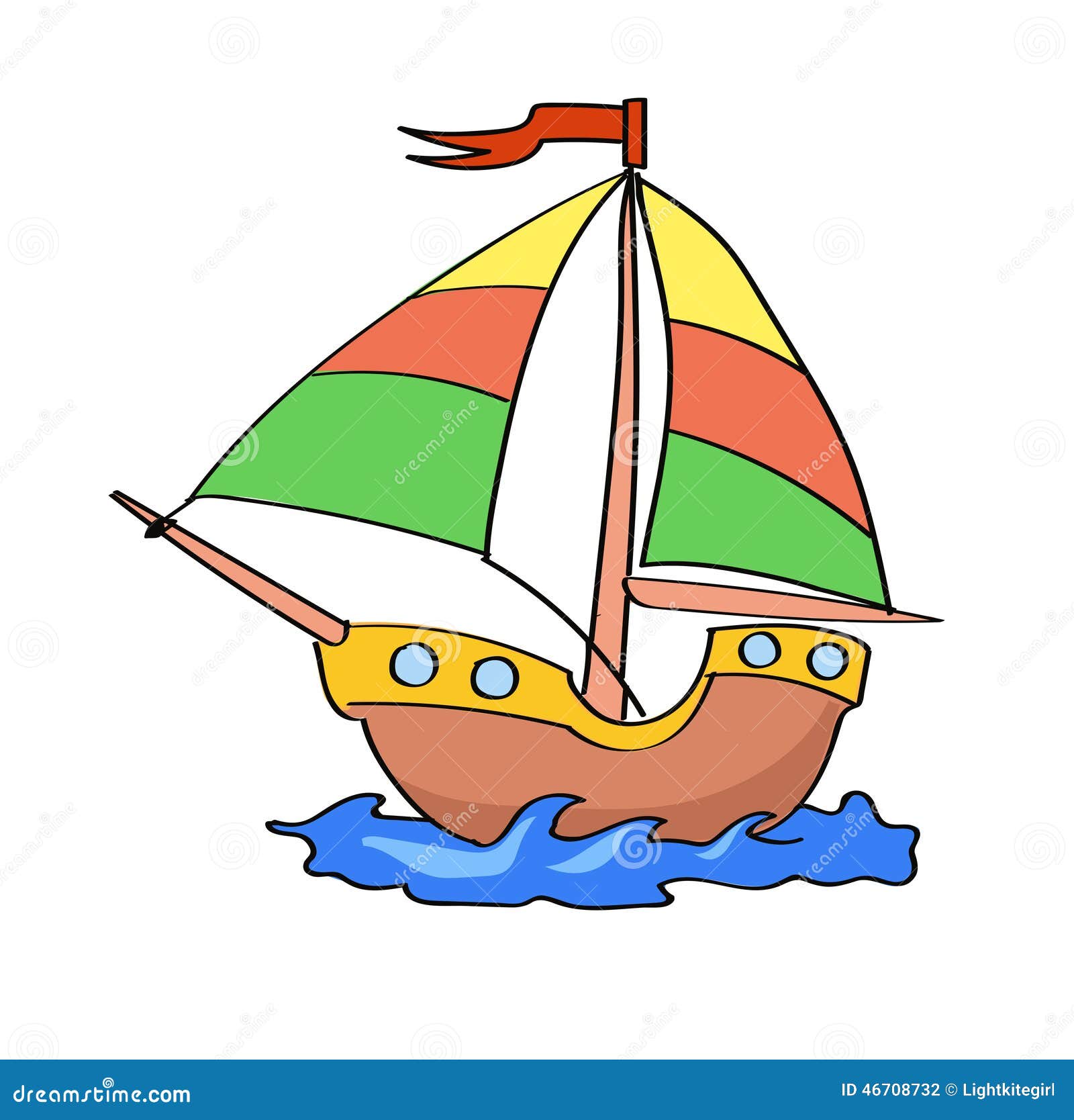 Boat Cartoon Colorful On A White Background Stock Vector - Image 