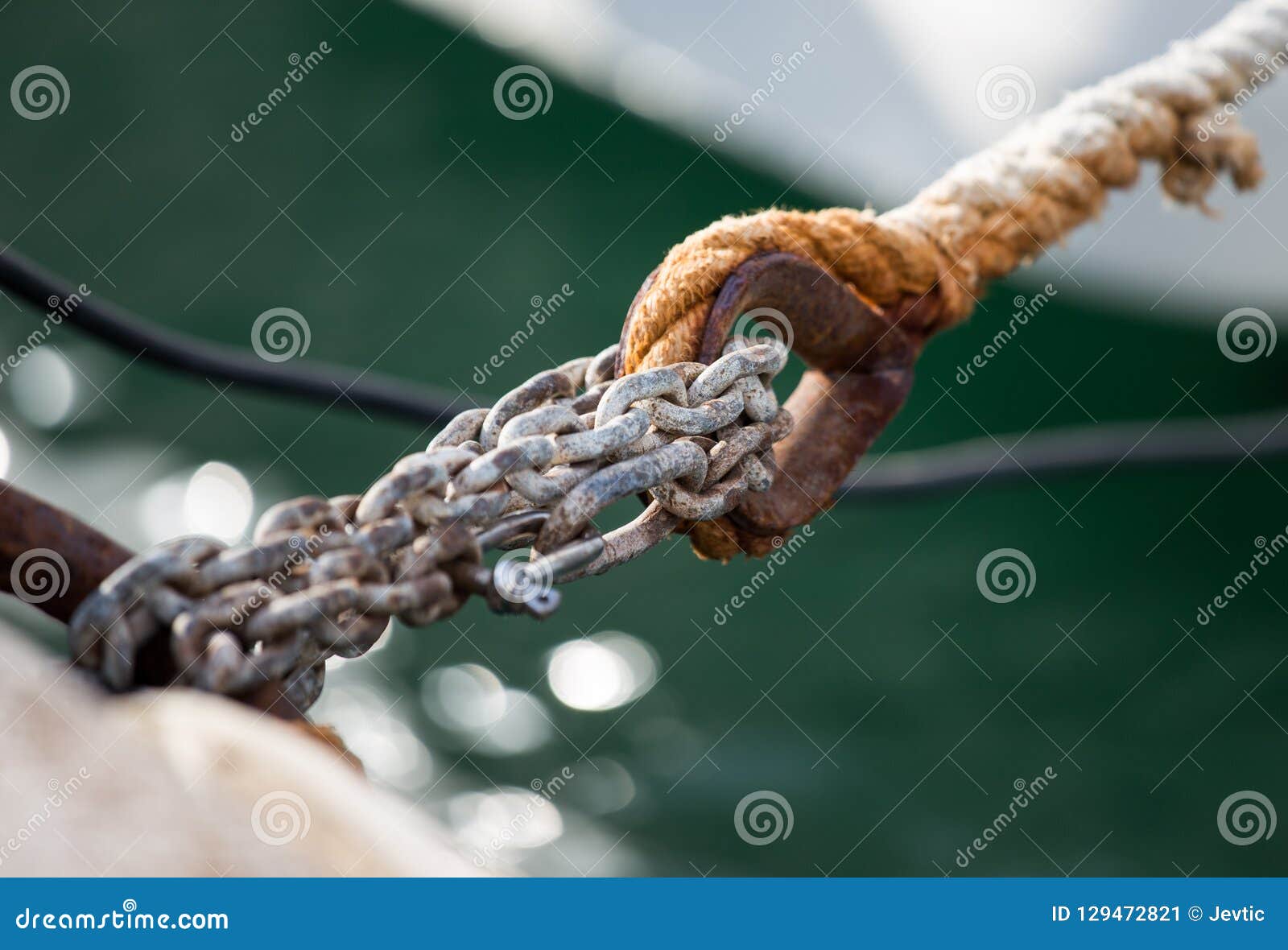 Boat chains on dock stock image. Image of close, cleat 129472821
