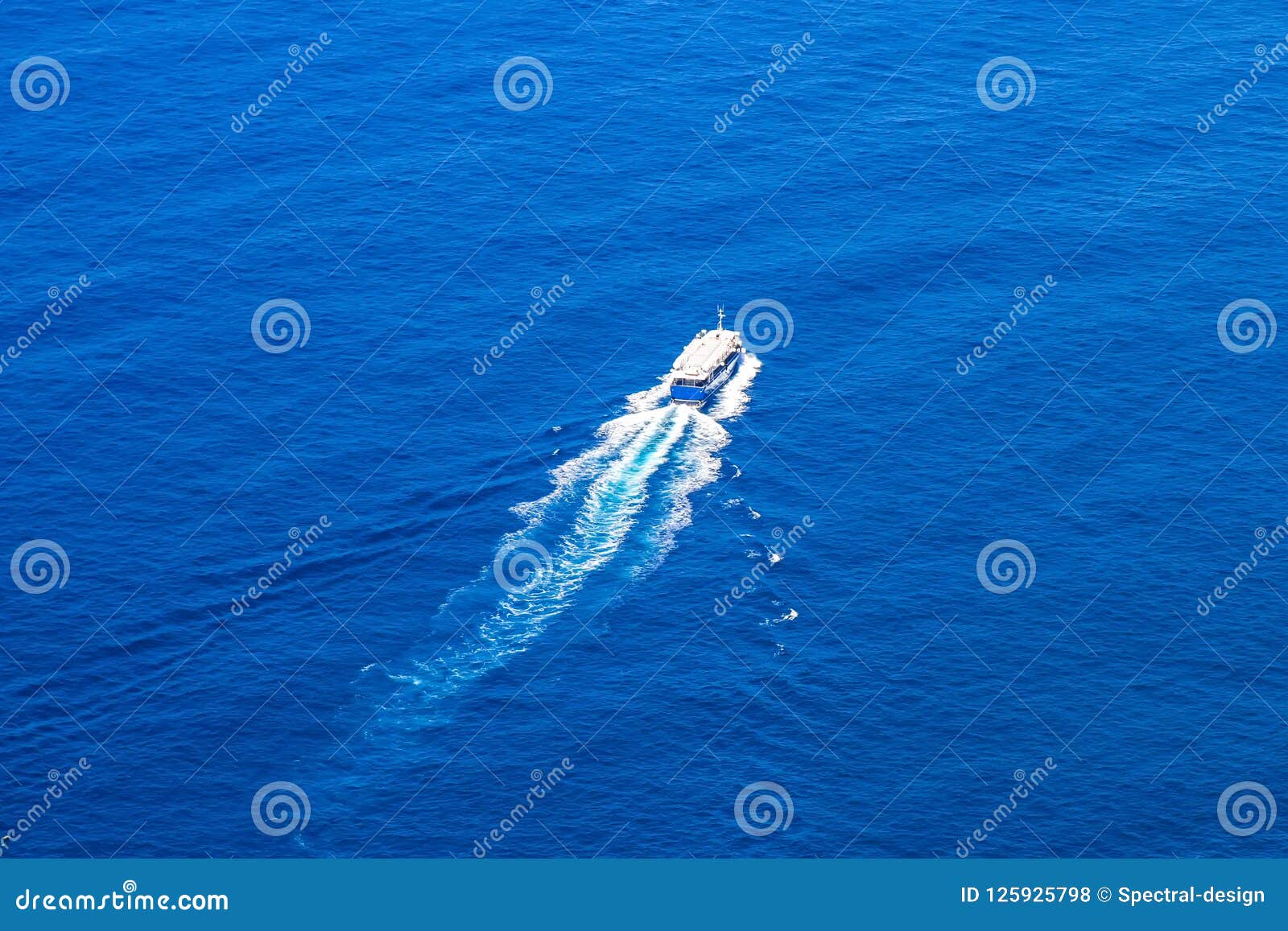 A Boat Cruising on the Mediterranean Sea Stock Photo - Image of boat ...