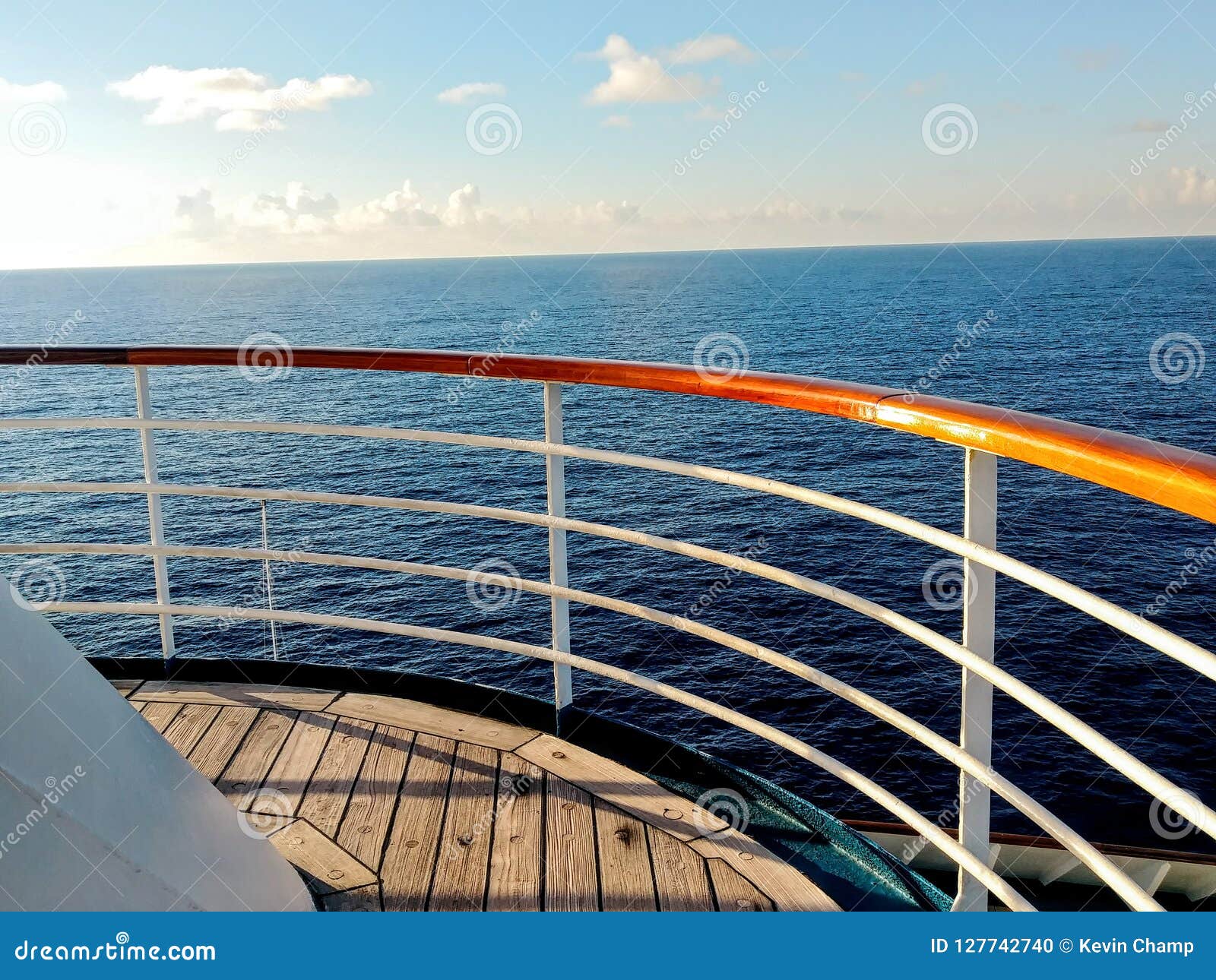 Boat deck stock photo. Image of boat, blue, deck, railing 127742740