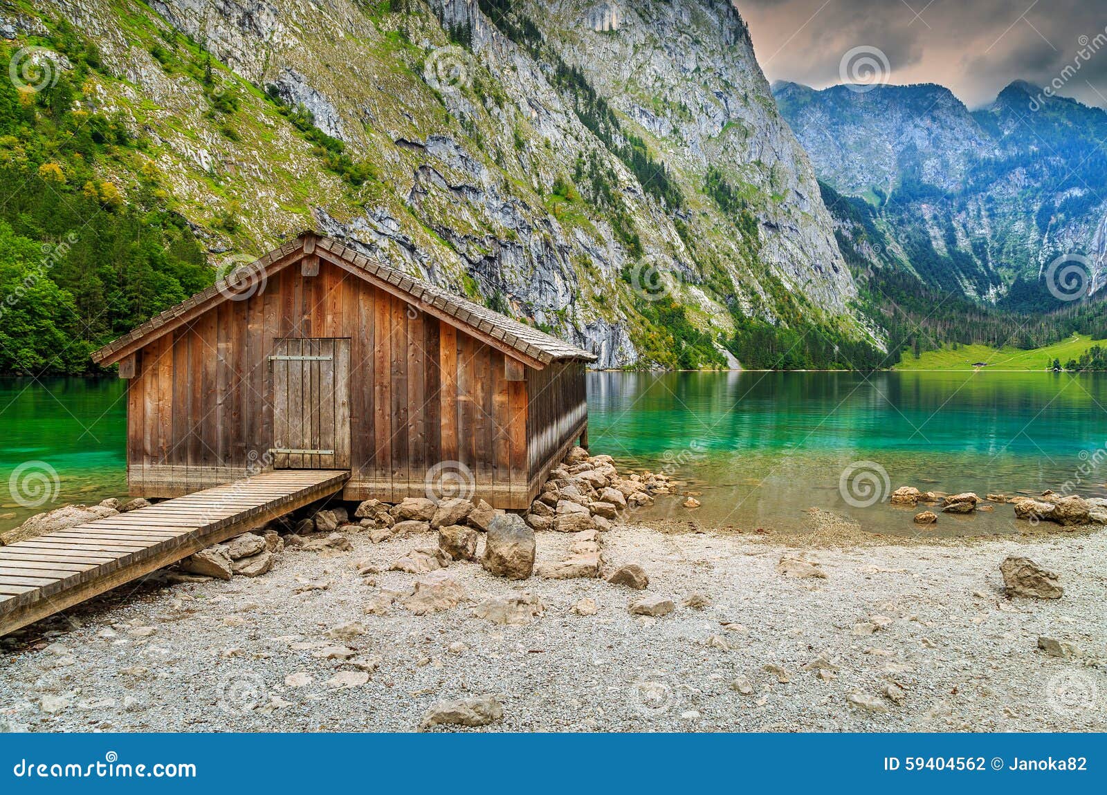 Boat Dock On Obersee Alpine Lake,Berchtesgaden,Bavaria ...