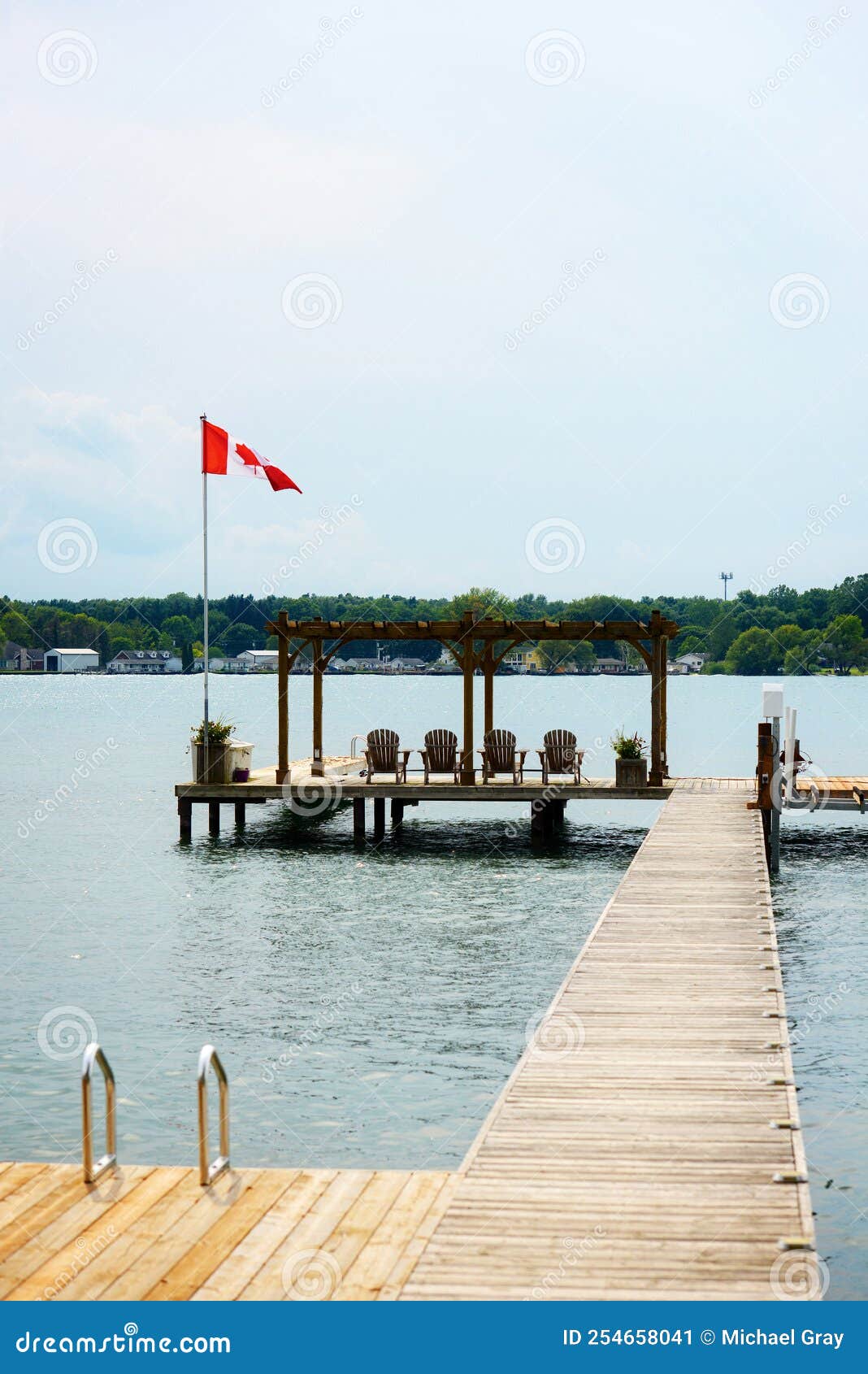 Boat Dock on the St Clair River Ontario Canada Stock Image Image of