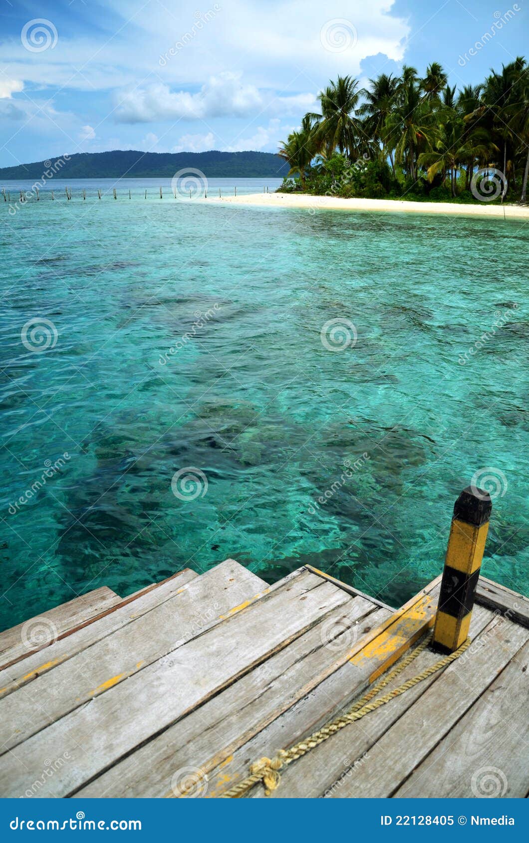 A Boat Dock And Tropical Beach Royalty Free Stock Photo ...