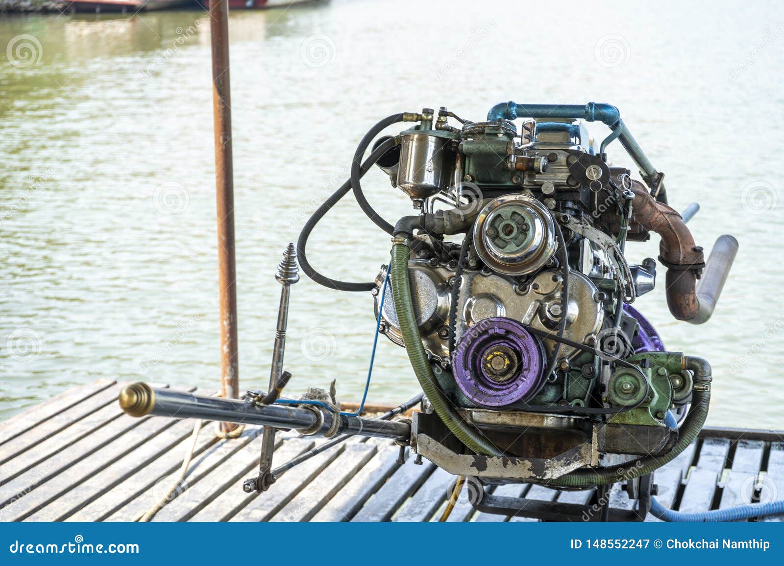 Boat Engine Motor Marine Mechanic White Power Engines Stock Image