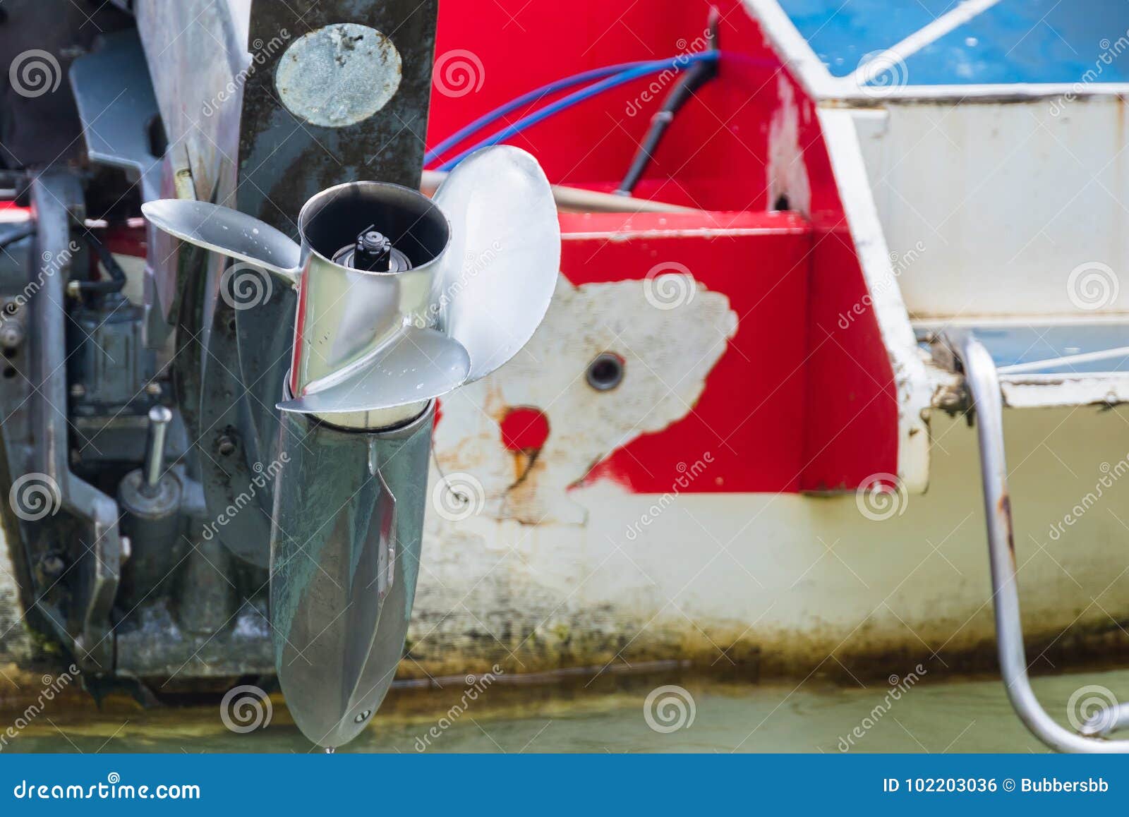 Boat Engine with Propeller Details. Stock Photo Image of