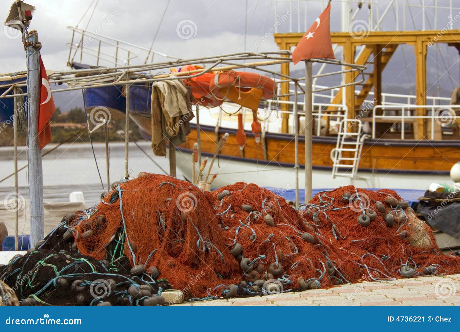 Boat and Fishing Nets stock image. Image of netting, marine 4736221