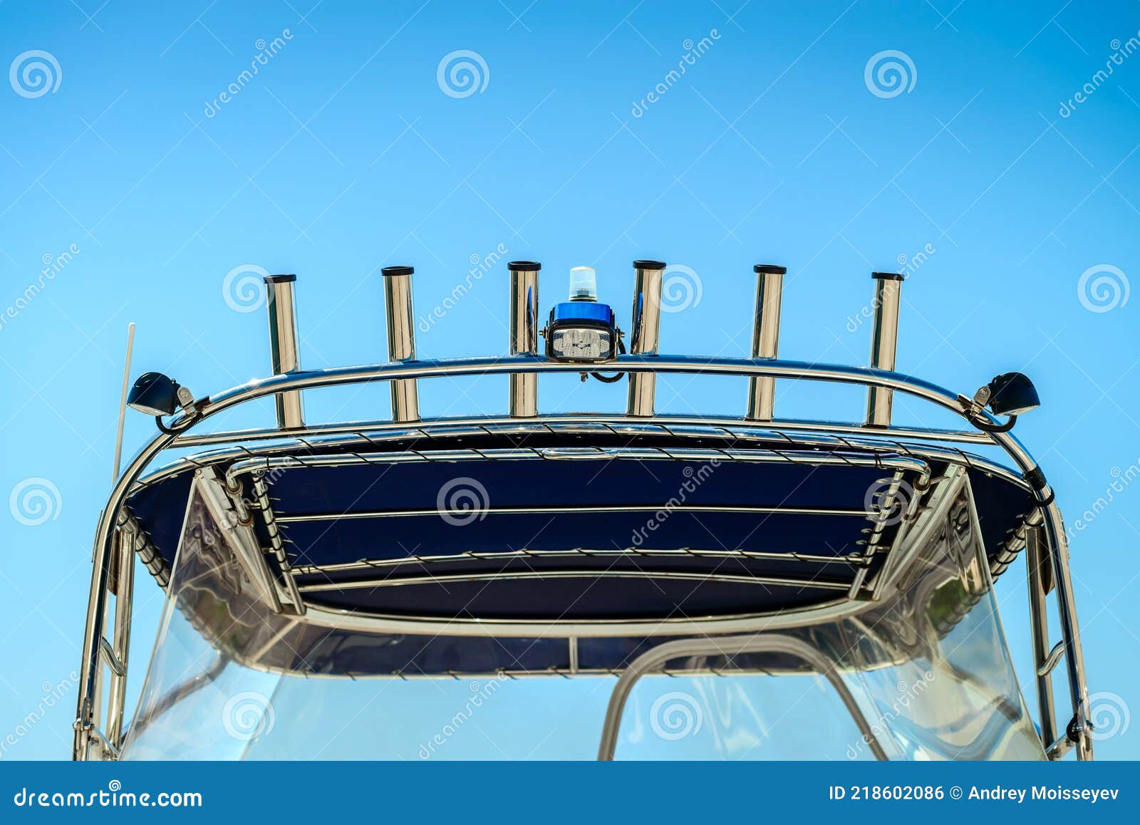 Boat Fishing Rod Holders on Top of the Boat Stock Photo - Image of