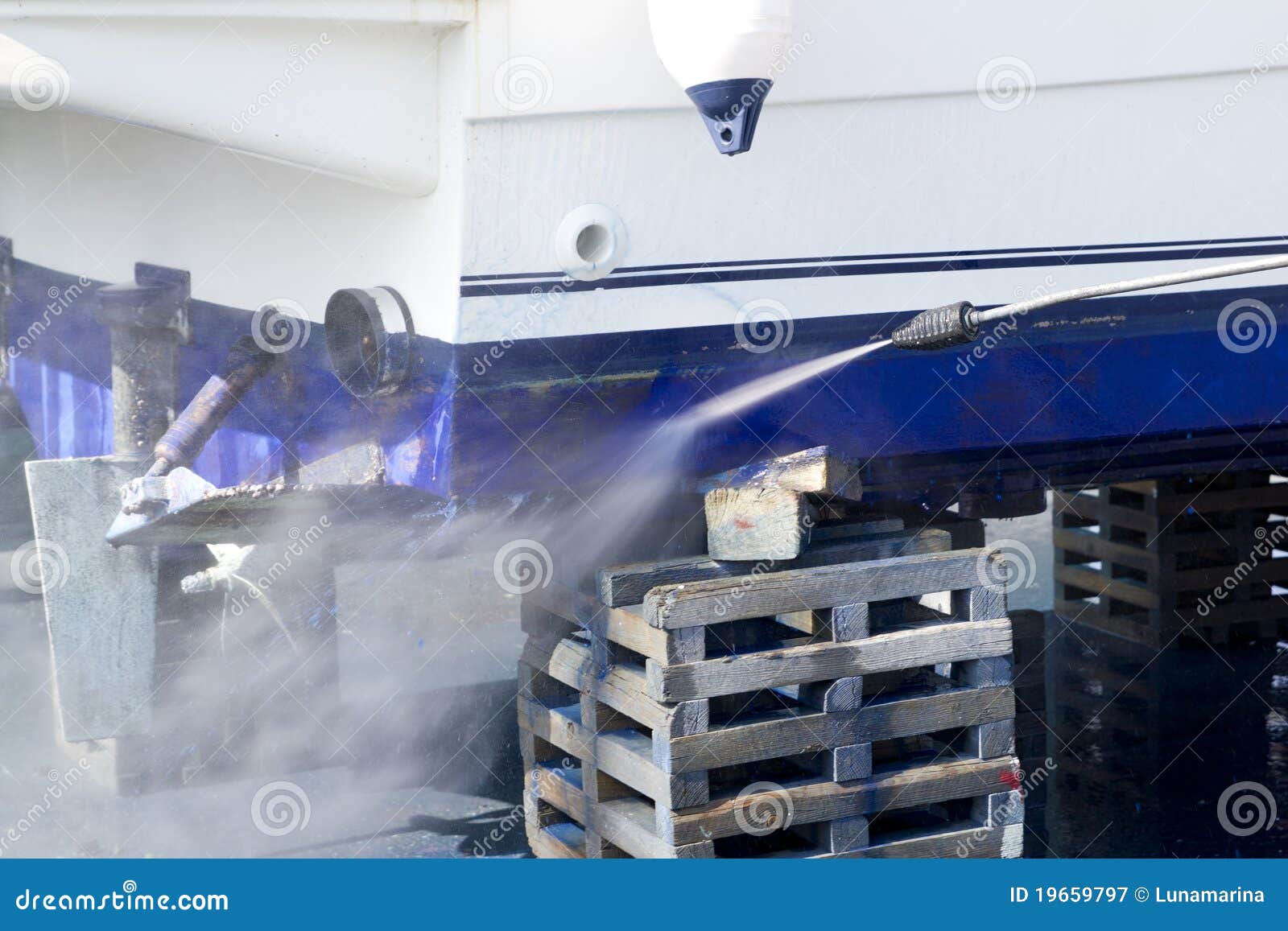 Boat Hull Cleaning Water Pressure Washer Stock Image Image of metal