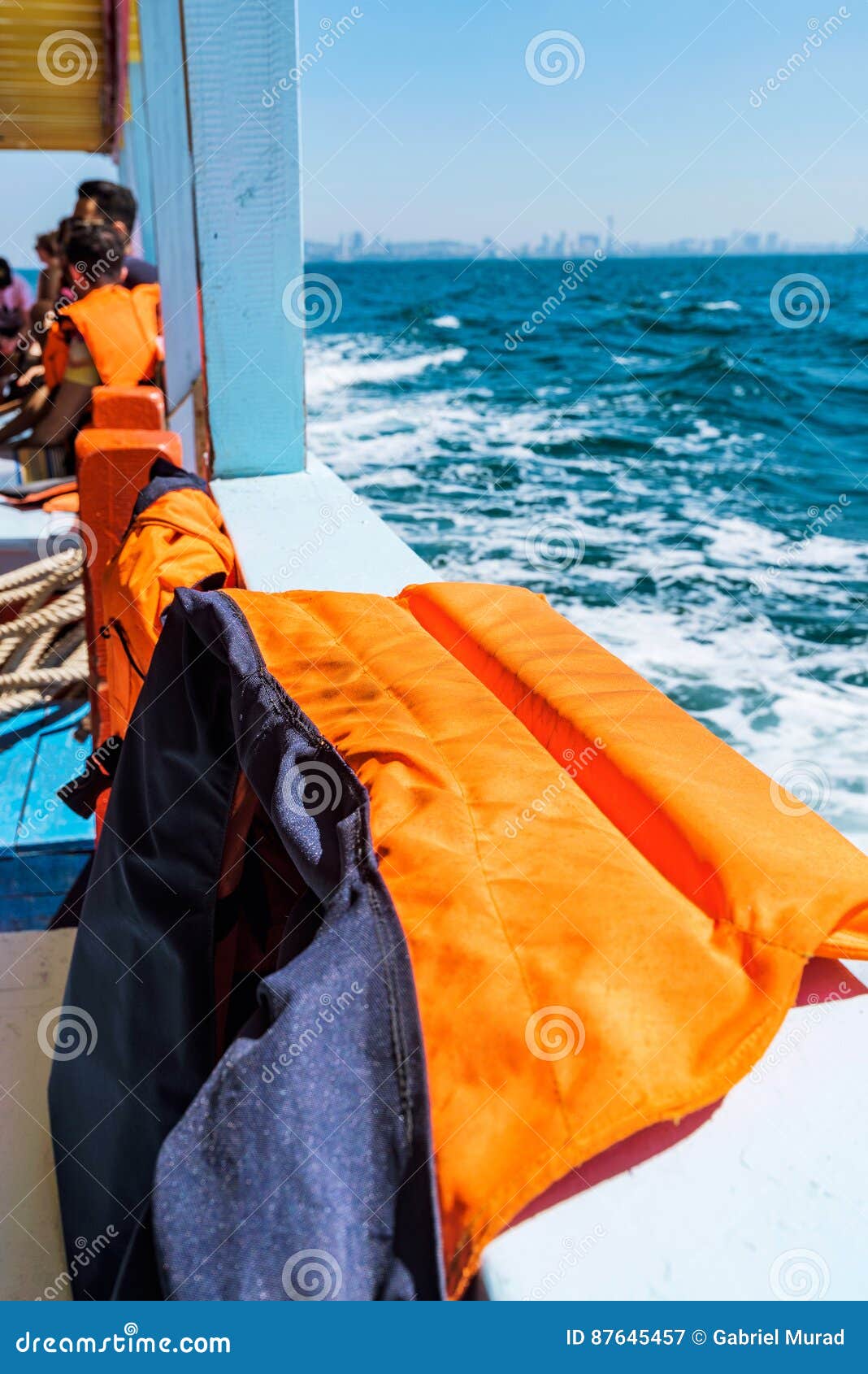 Boat with life jacket stock image. Image of sailing, rescue 87645457
