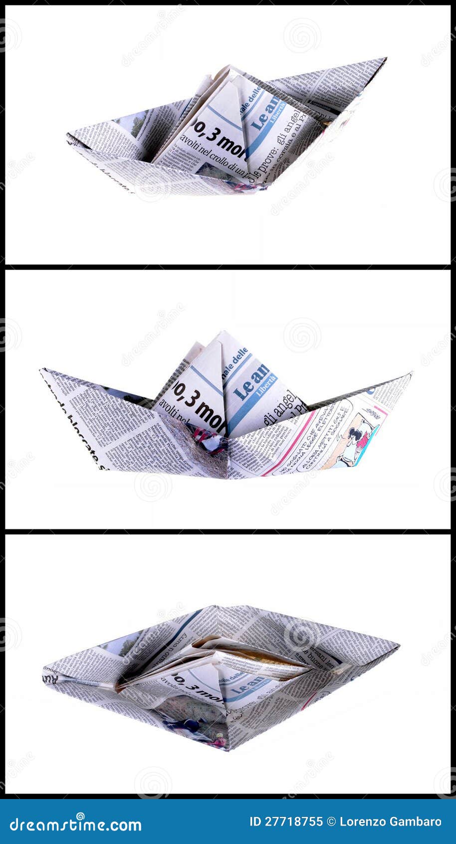 Boat Made with a Newspaper Page Stock Image Image of black, break