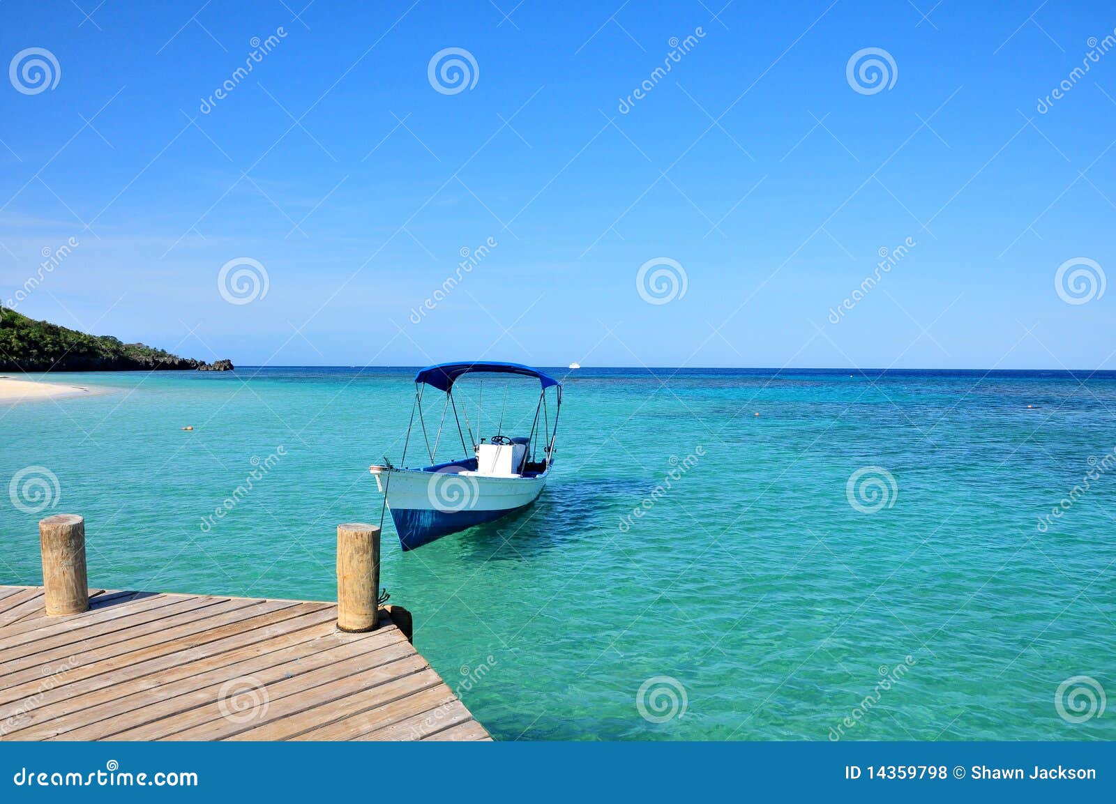 boat moored in caribbean sea