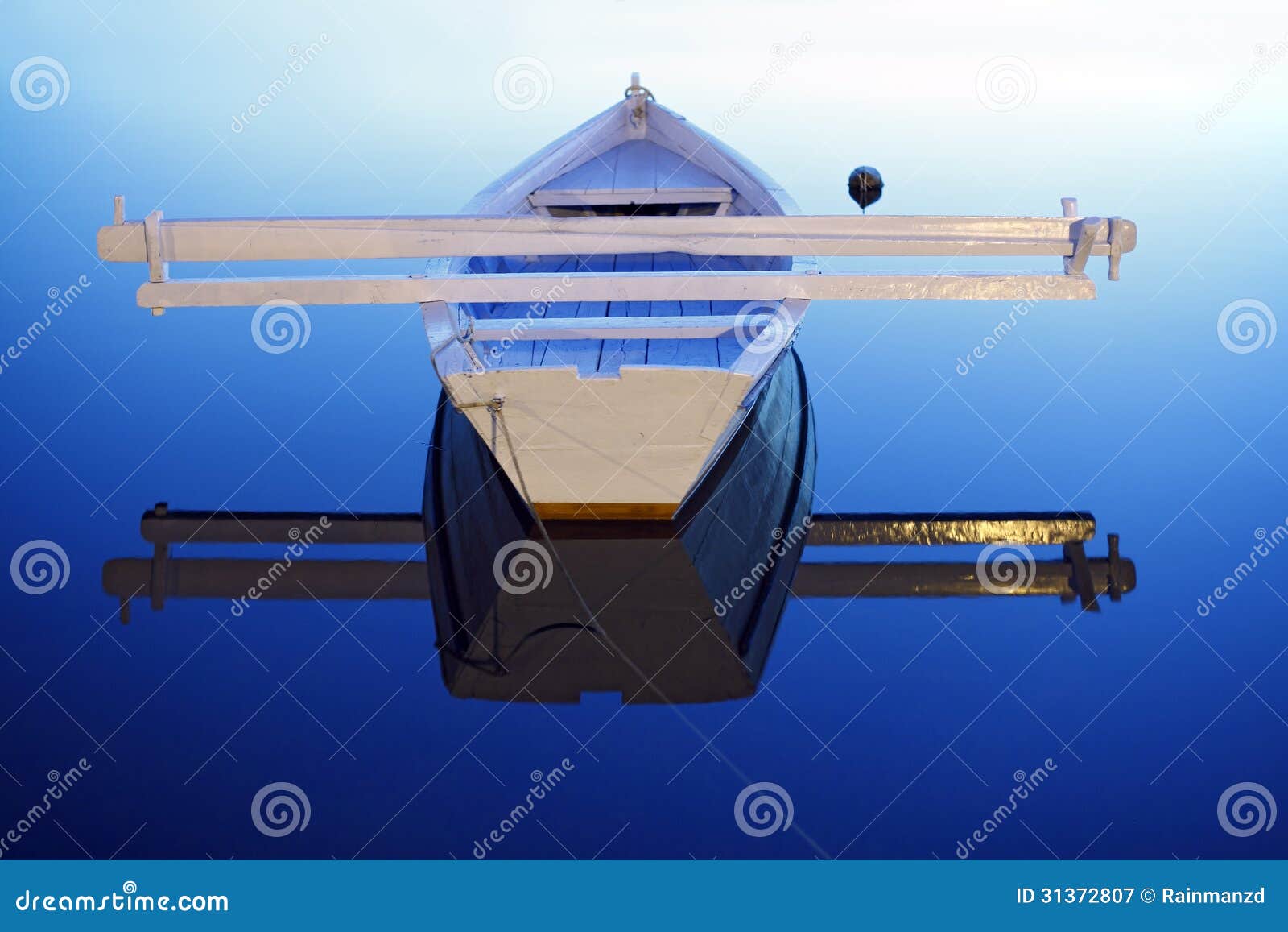 Boat in morning calm, old type of traditional fishing boat in Nin, Croatia