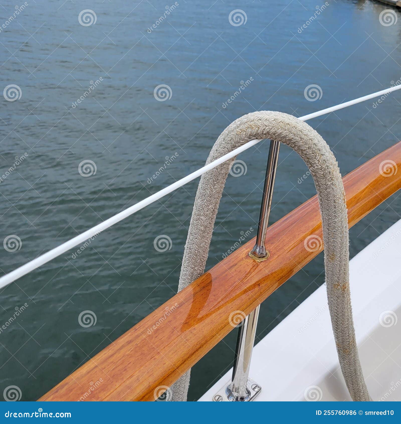 Boat Railing and Mooring Rope Closeup Stock Photo - Image of travel,  harbor: 255760986