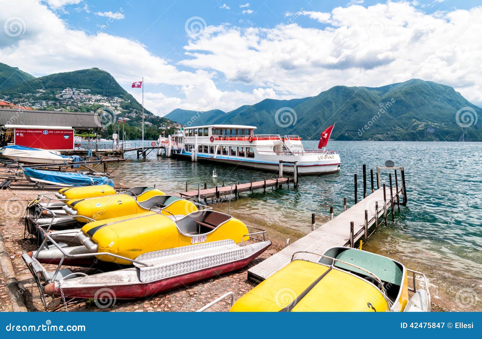Boat Rentals in the Harbor of Lugano Editorial Photography Image of
