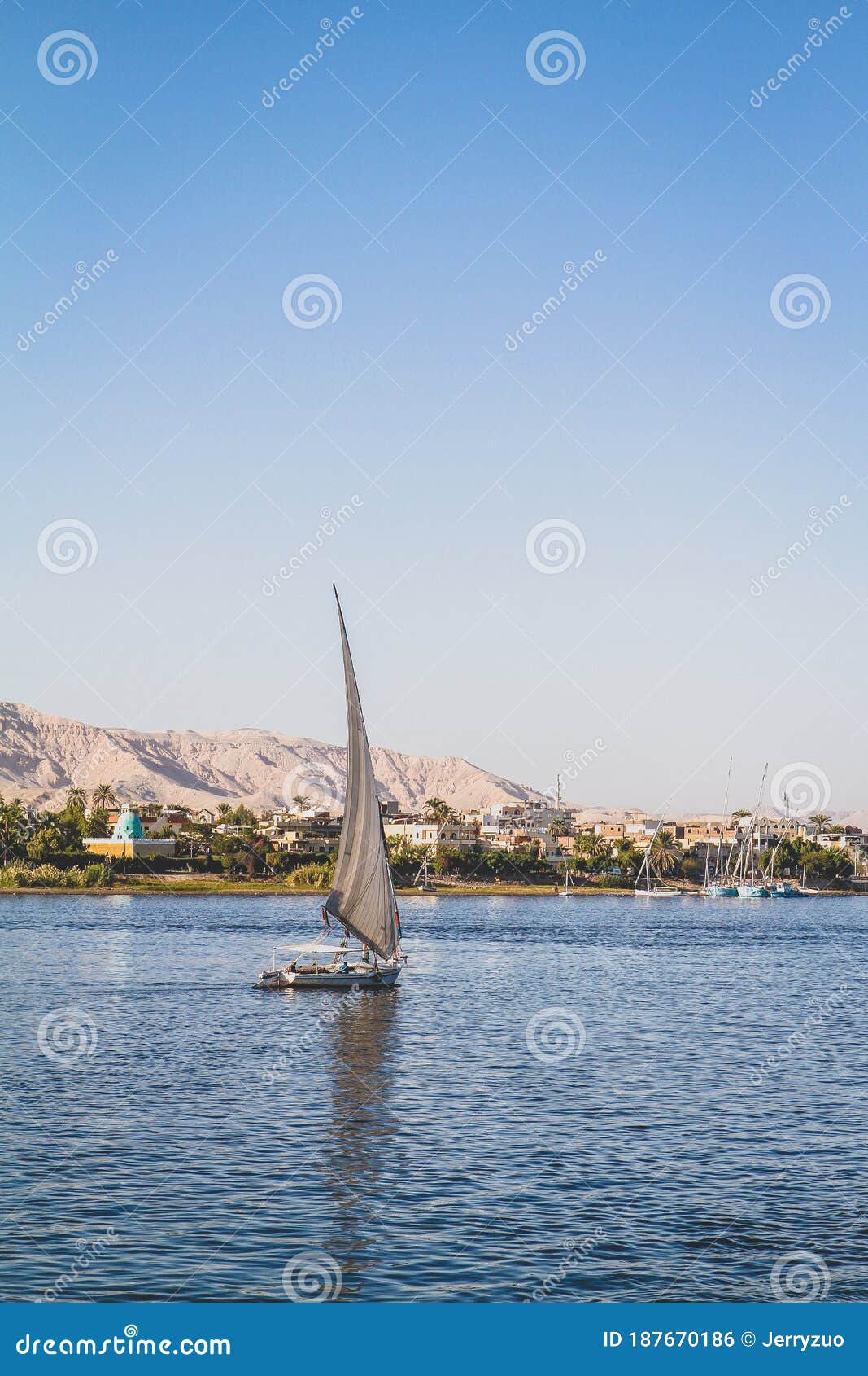 a boat sailing on nile rive in egypt.