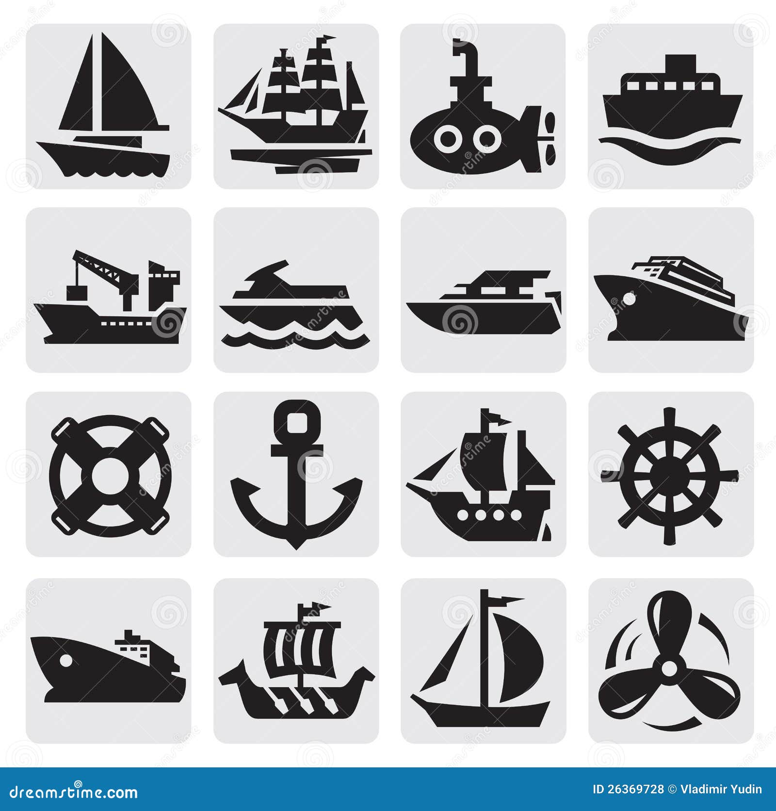 boat and ship icons set