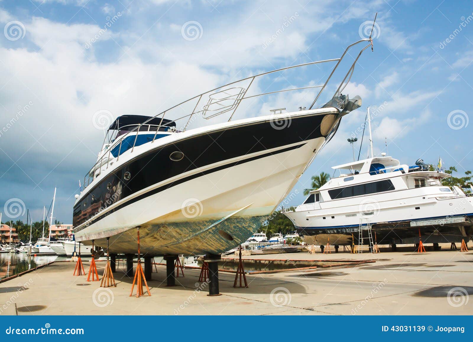 Boat on stands stock image. Image of sport, heavy, outdoor ...