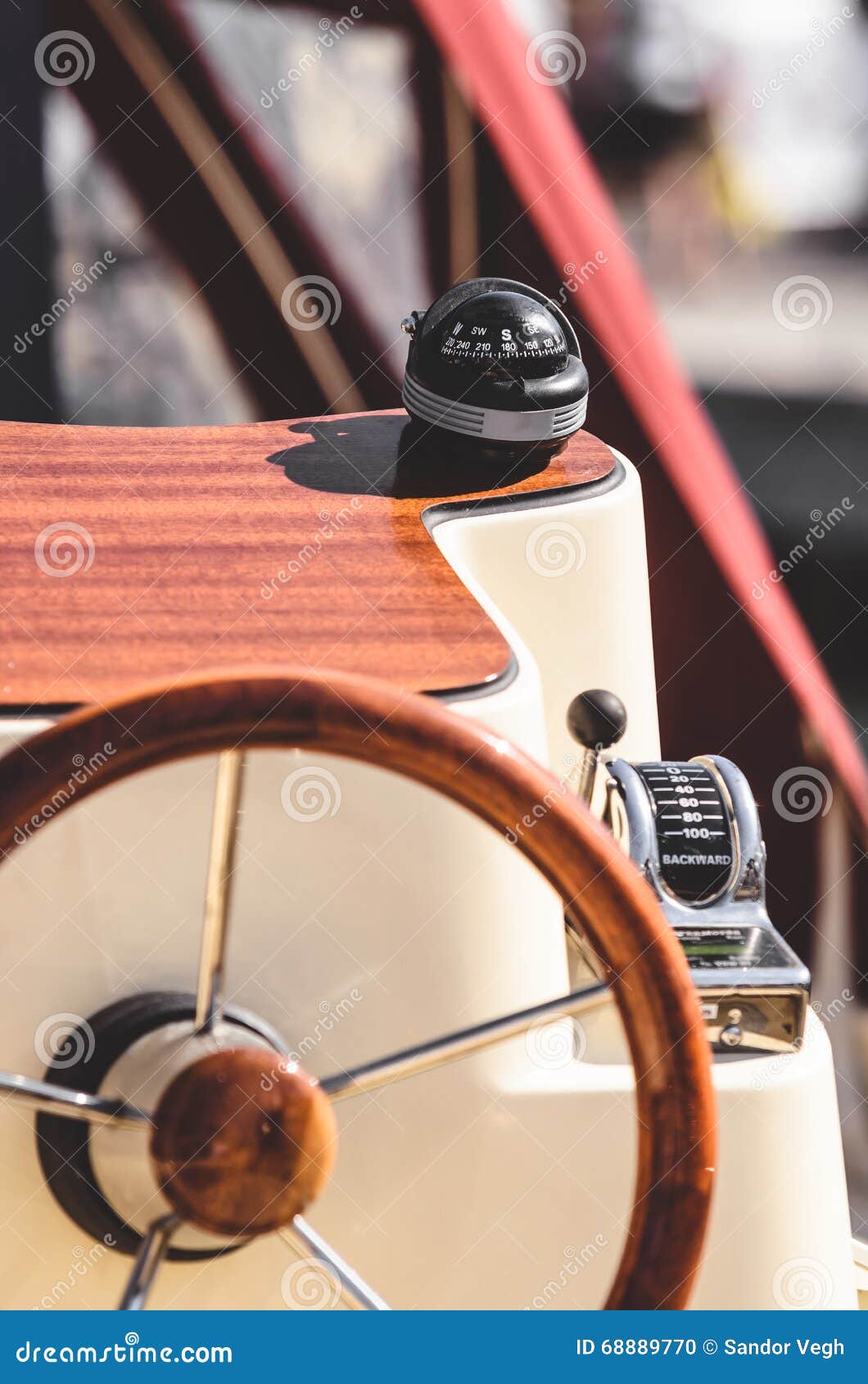 Boat Steering Wheel with Compass Stock Photo Image of button, yacht