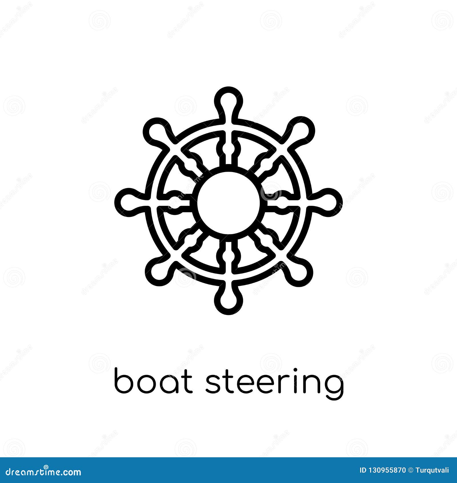 Boat Steering Wheel Icon. Trendy Modern Flat Linear Vector Boat Stock
