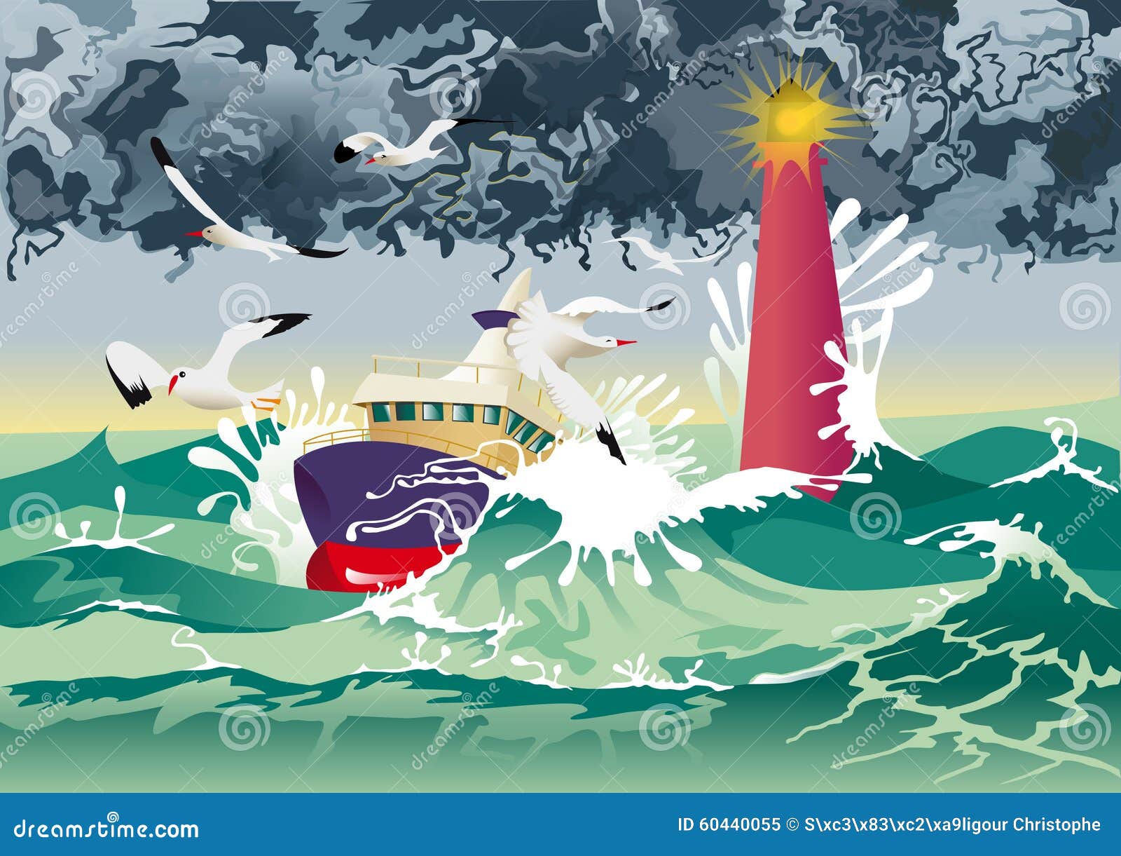 Boat in tempest stock vector. Illustration of tempest 60440055