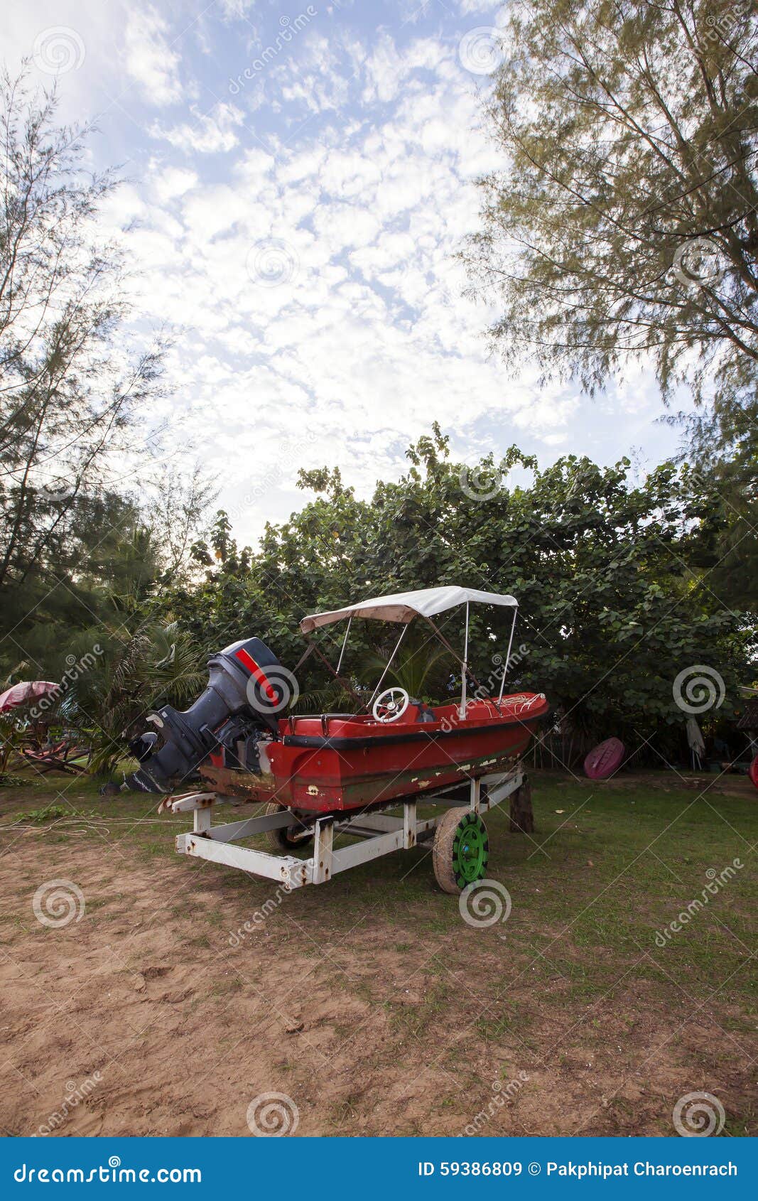 Boat on a Trailer at the Beach. (Selective Focus) Stock Image Image