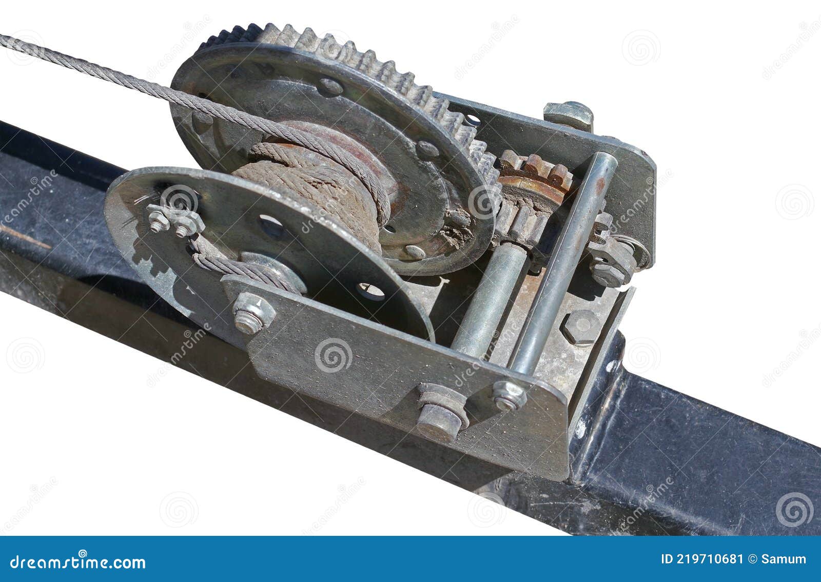 Boat Trailer Hand Winch Isolated on White Stock Image Image of rope