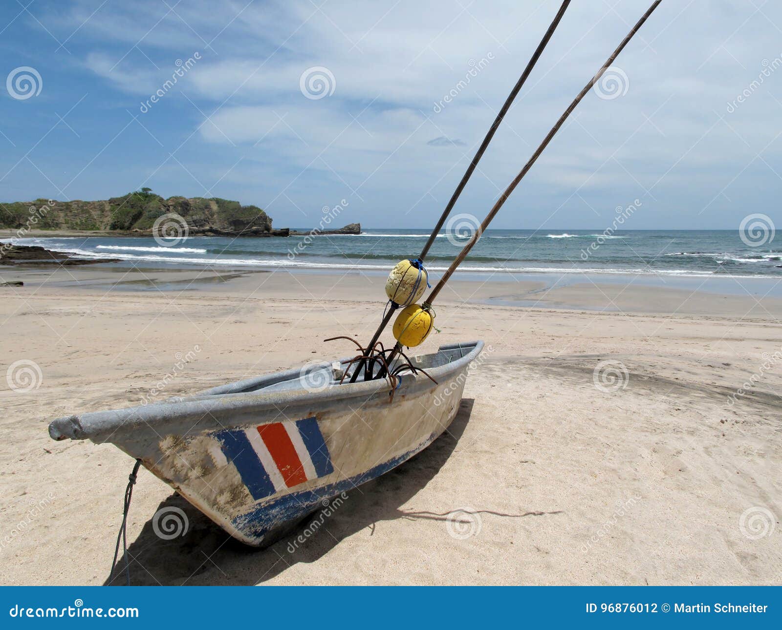 boat on tropical beach, playa garza, costa rica